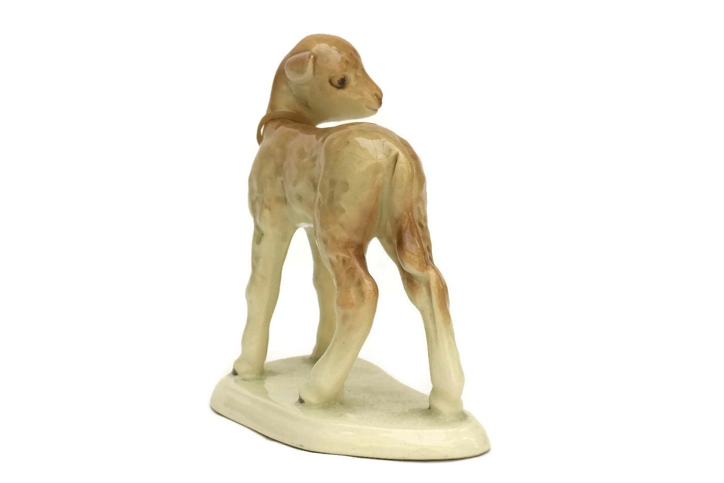 Vintage French Easter Lamb Figurine, Pottery Animal Art Figure