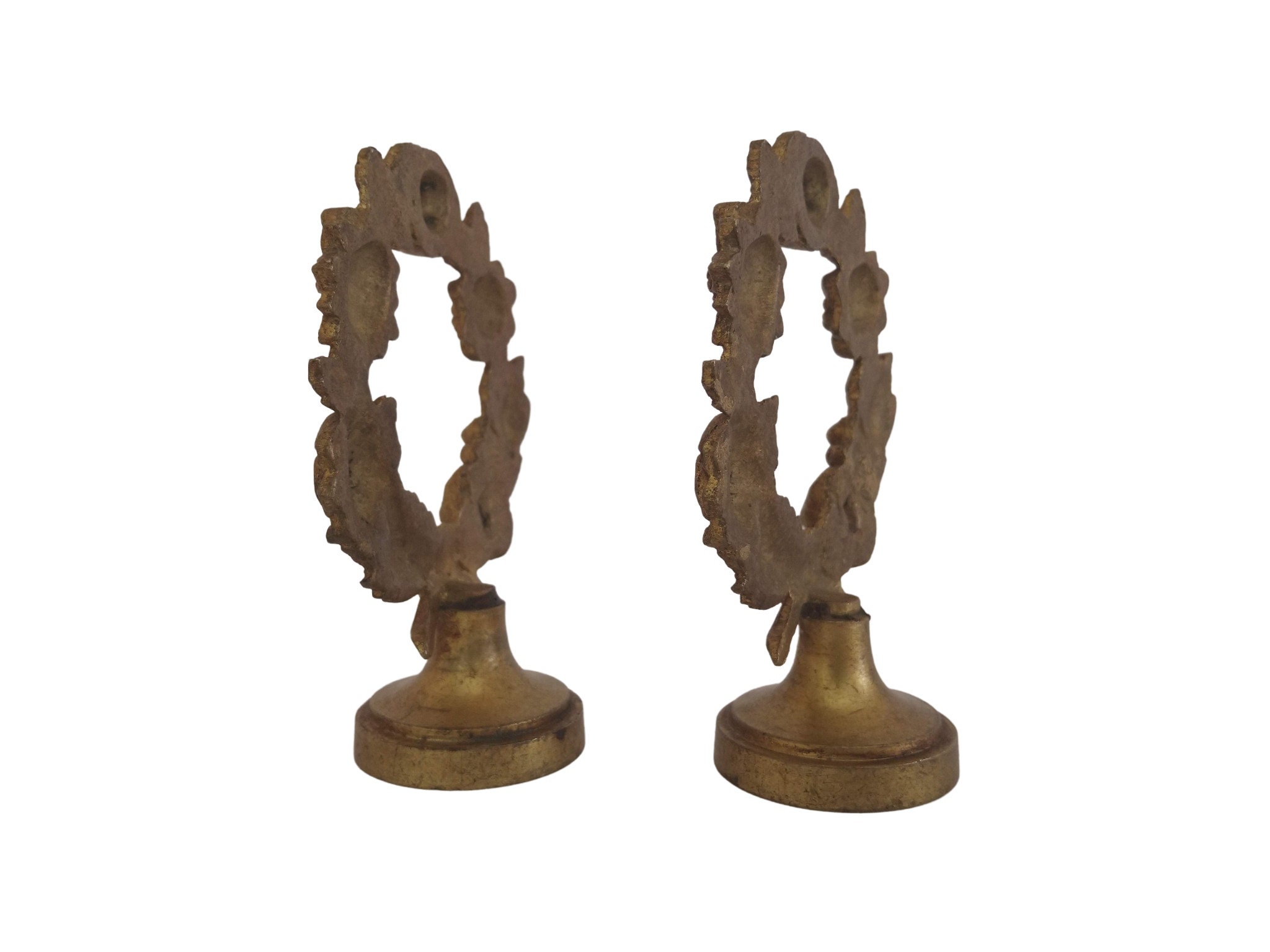 Antique Bronze Curtain Rail Finial Ornaments Pair with Rose and Flower