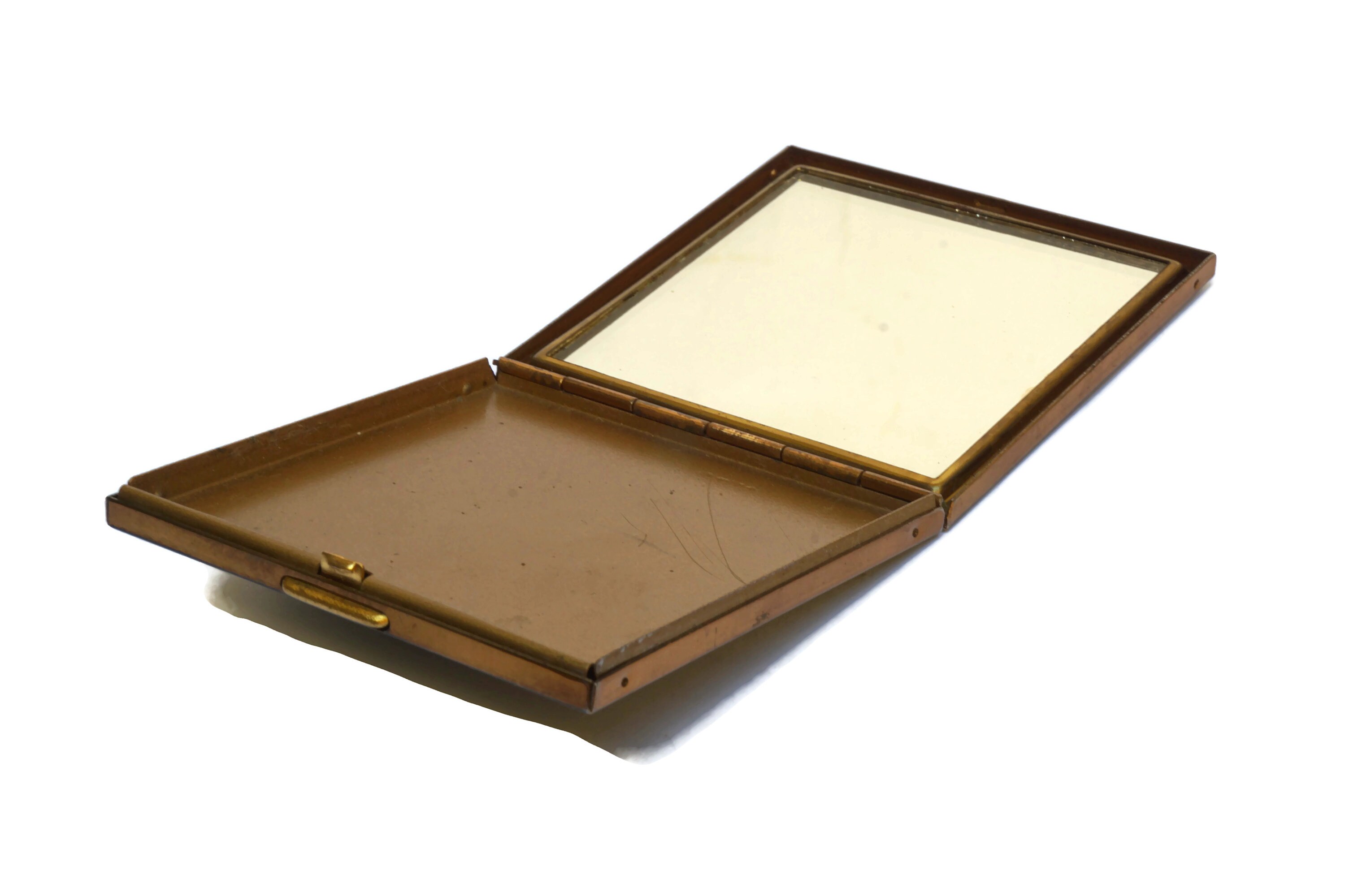 Vanity Powder Compact and Makeup Mirror Case with Lipstick Holder, 1950