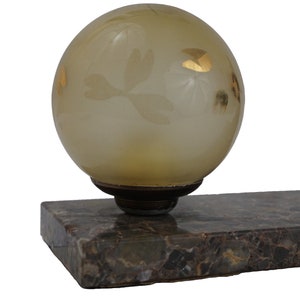 Art Deco Lamb Figurine on Marble Base with Glass Globe