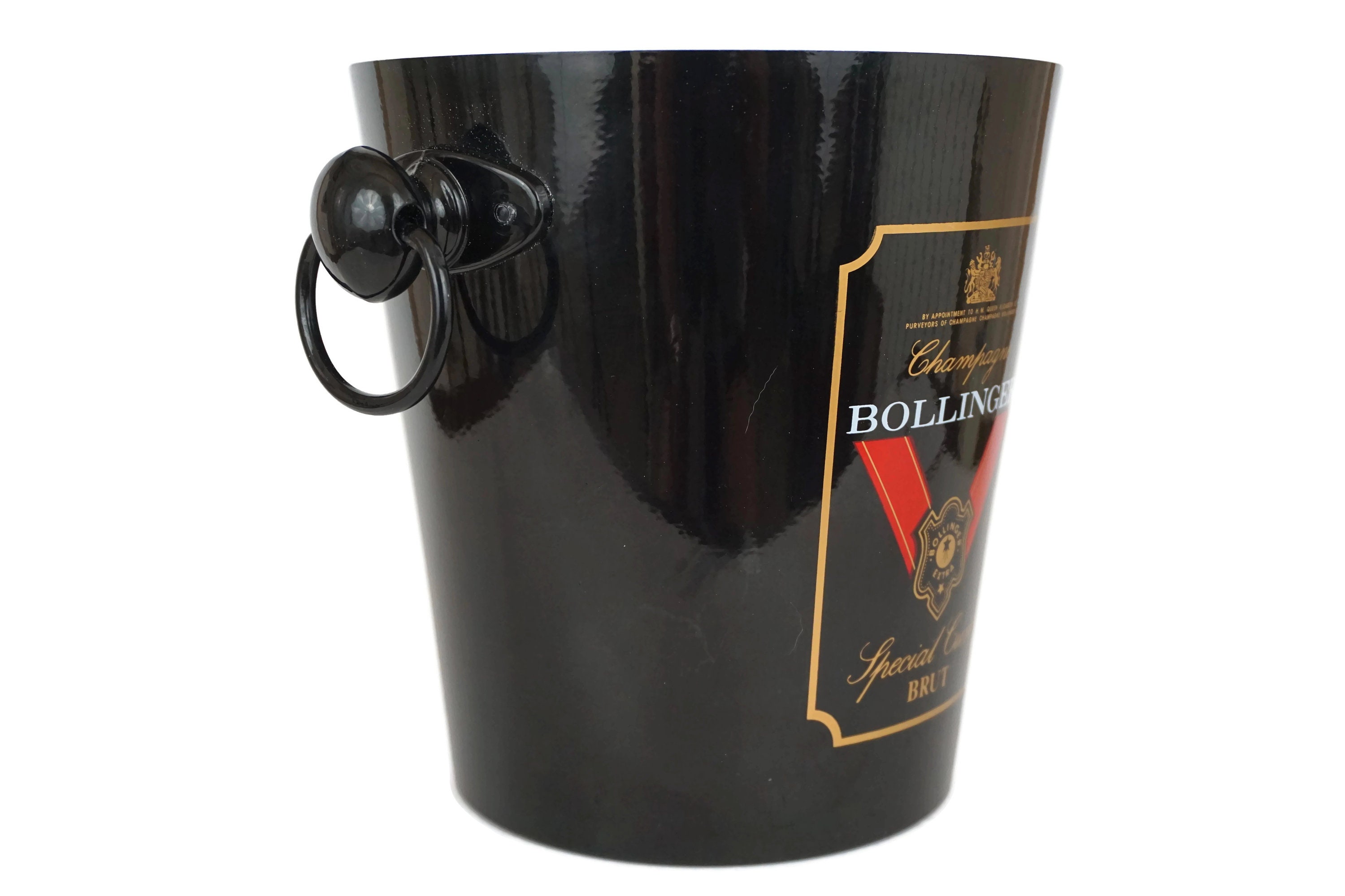 Vintage French Bollinger Champagne Bucket, Black Enamel Ice Cooler