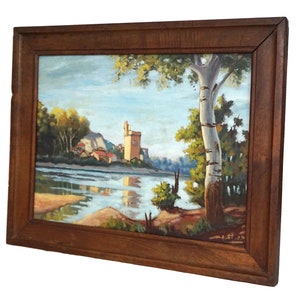 French Painting with River, Tower and Fortress