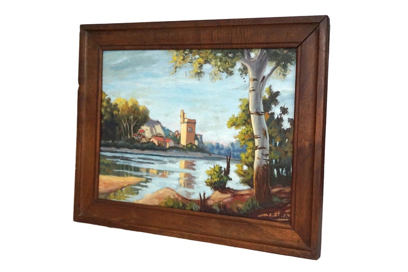 French Painting with River, Tower and Fortress