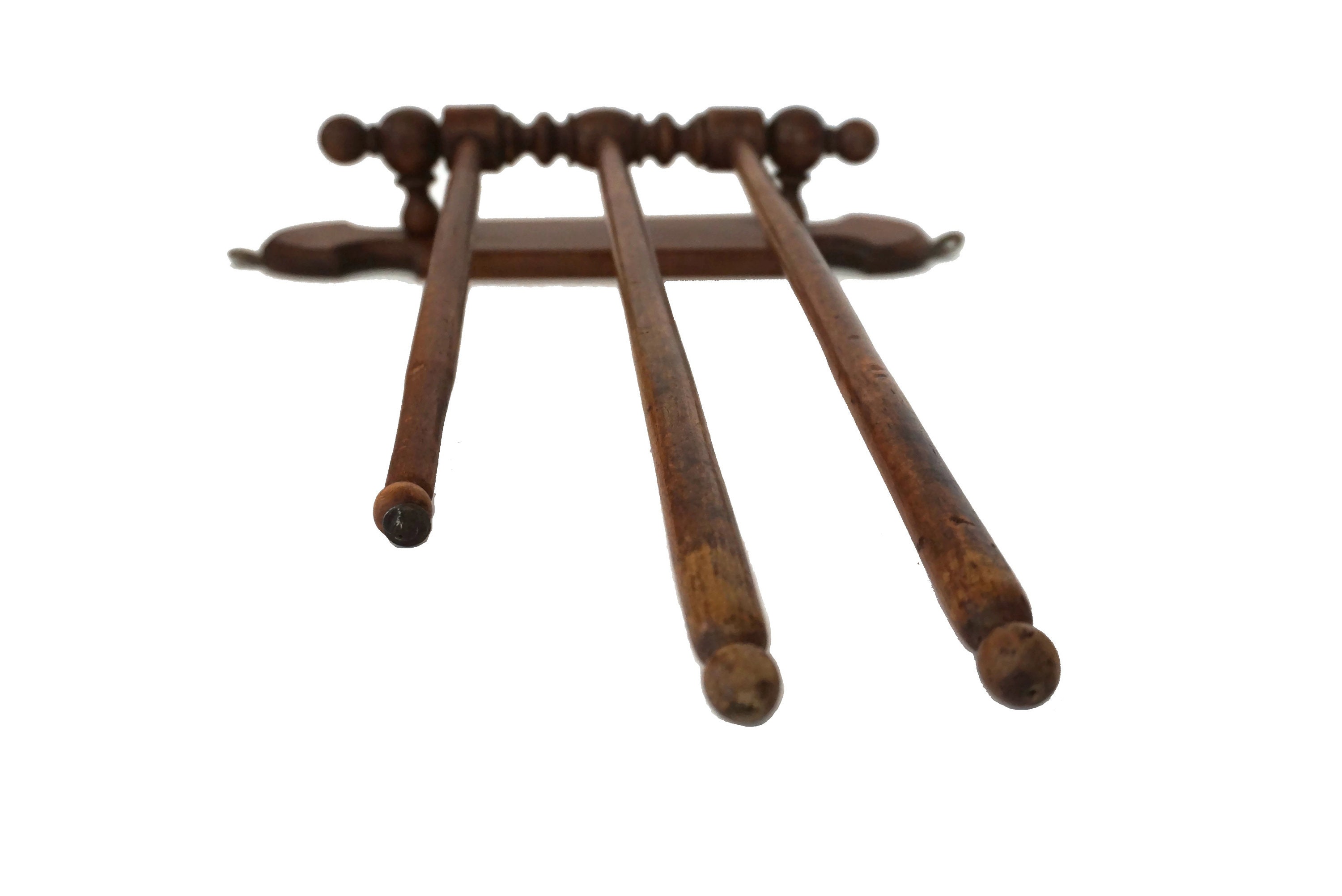 Antique Wooden Bathroom Towel Holder, 3 arm Adjustable Swing Rack, Wall