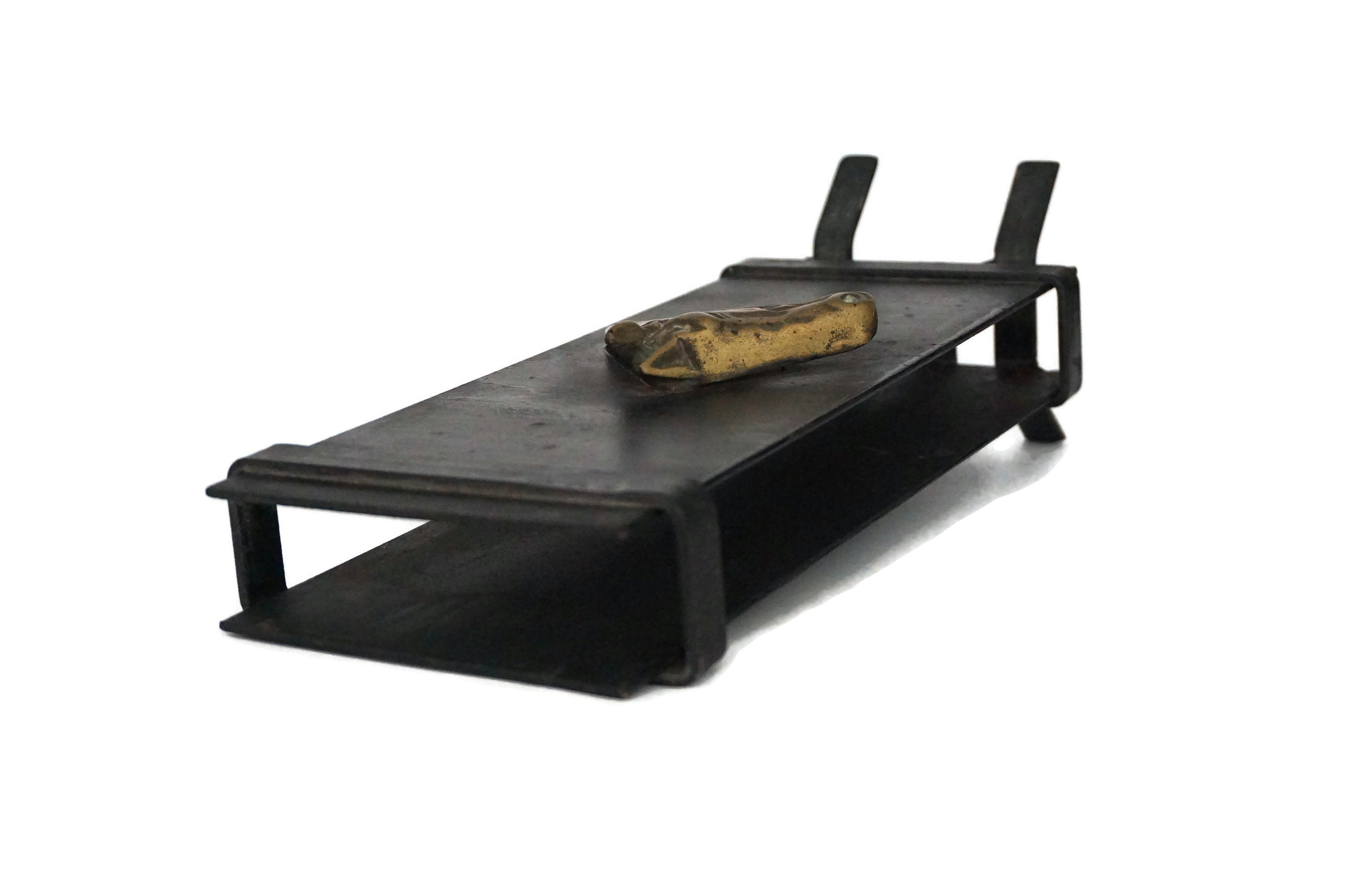 Fireplace Matchstick Box Holder and Cover with Brass Horse Head Decor