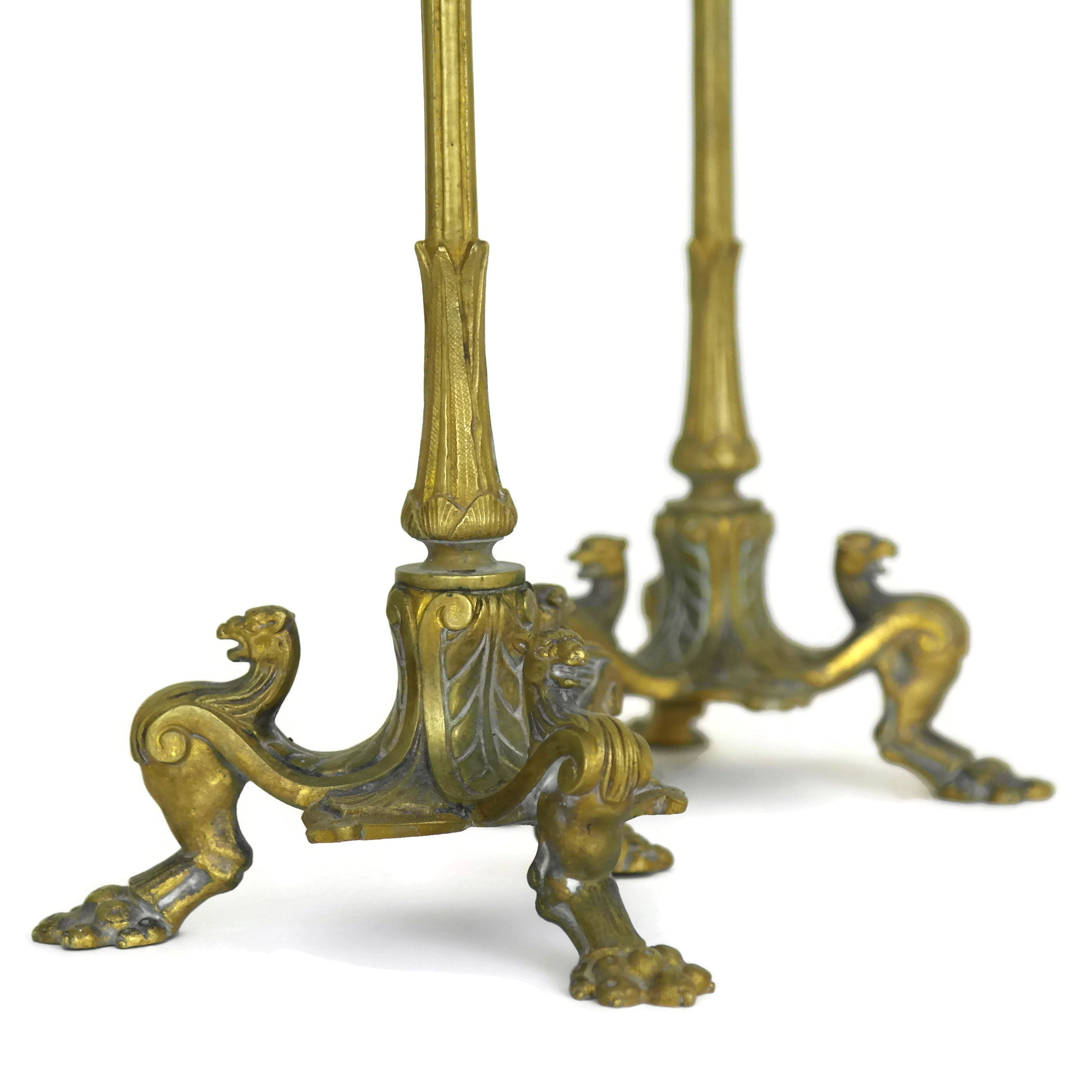 19th Century French Bronze Candlestick Holders
