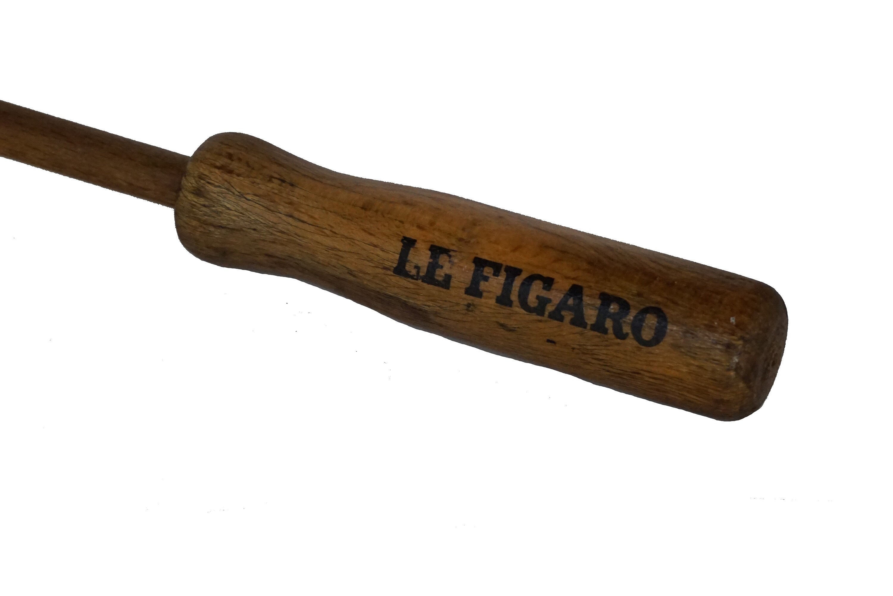 Wooden Newspaper Holder Rod, Vintage French Figaro Advertising Paper