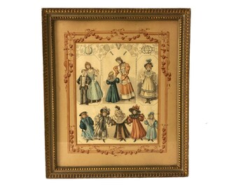 Antique Victorian Children Fashion Print, 19th Century French Nursery Art