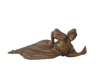 Antique Erotic Bronze Figurine of French Cancan Dancer La Goulue, Collectible Moulin Rouge Nude Woman Art Figure