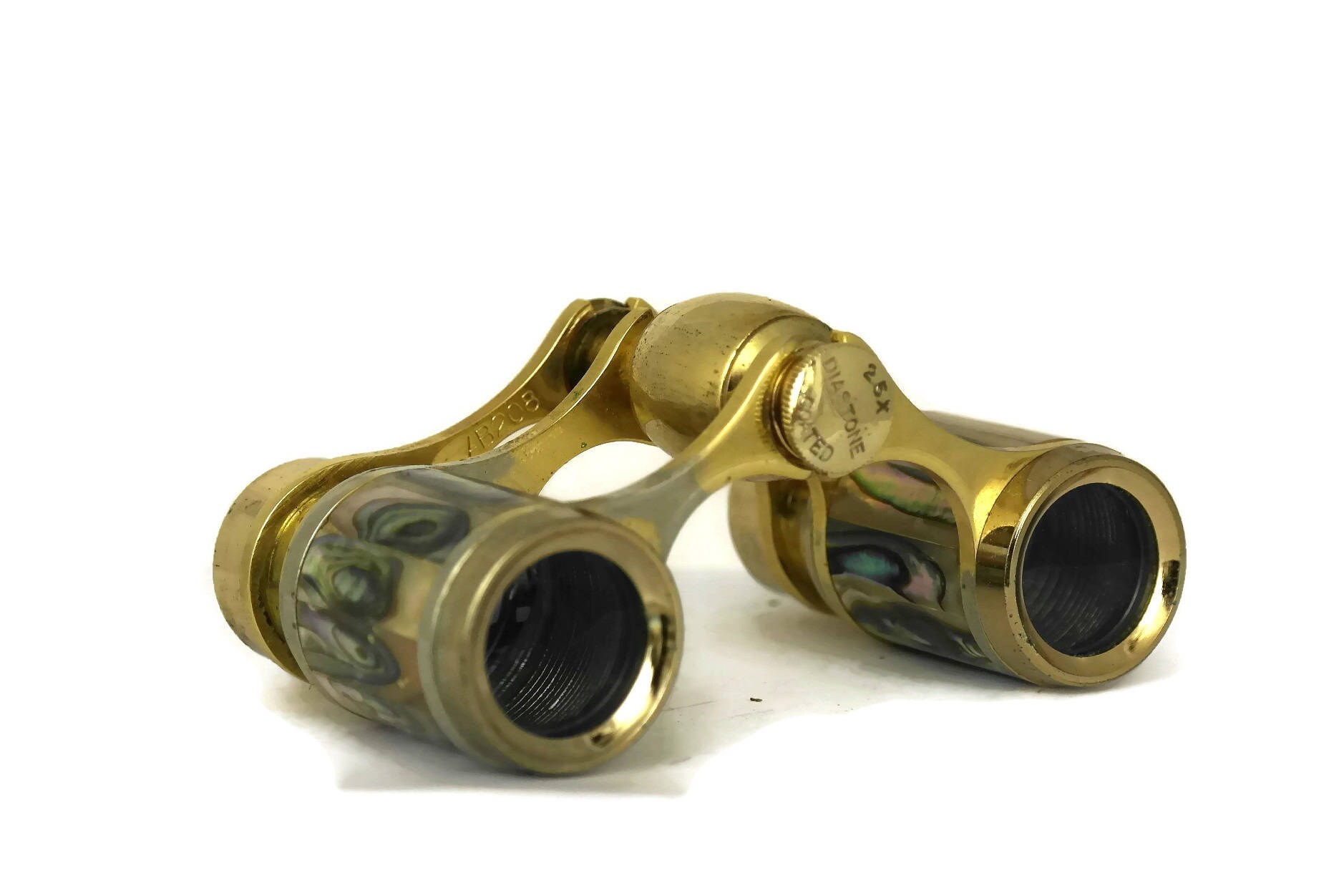 Vintage Opera Viewing Glasses. Mid Century Brass and Mother of Pearl