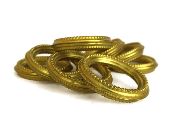 Antique Brass Curtain Rings Set Of 8 Gilt Drapery Hangers Etsy