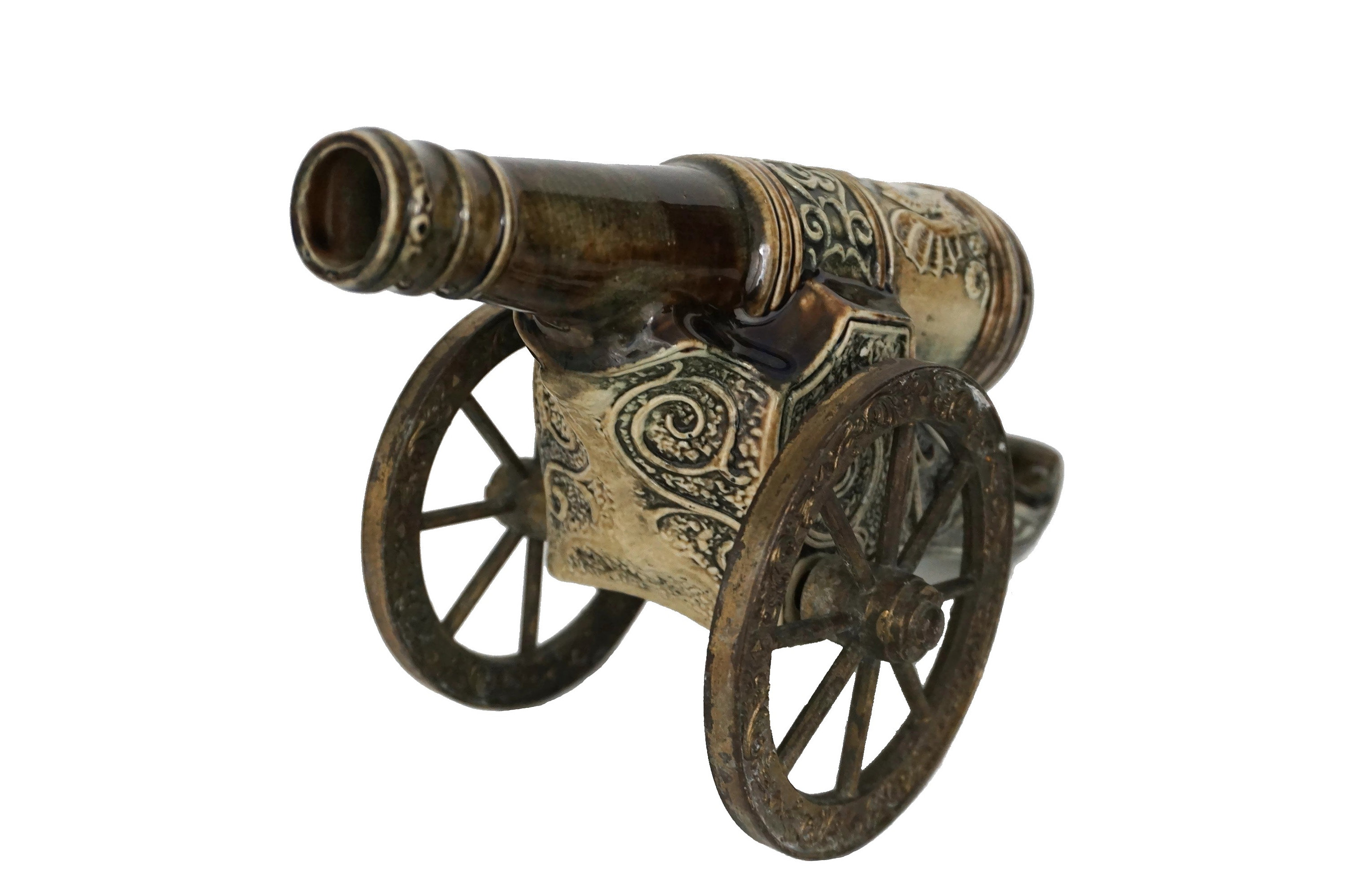 Ceramic Cannon Red Wine Decanter by Barsottini, Mid Century Italian Military Collectible Bottle