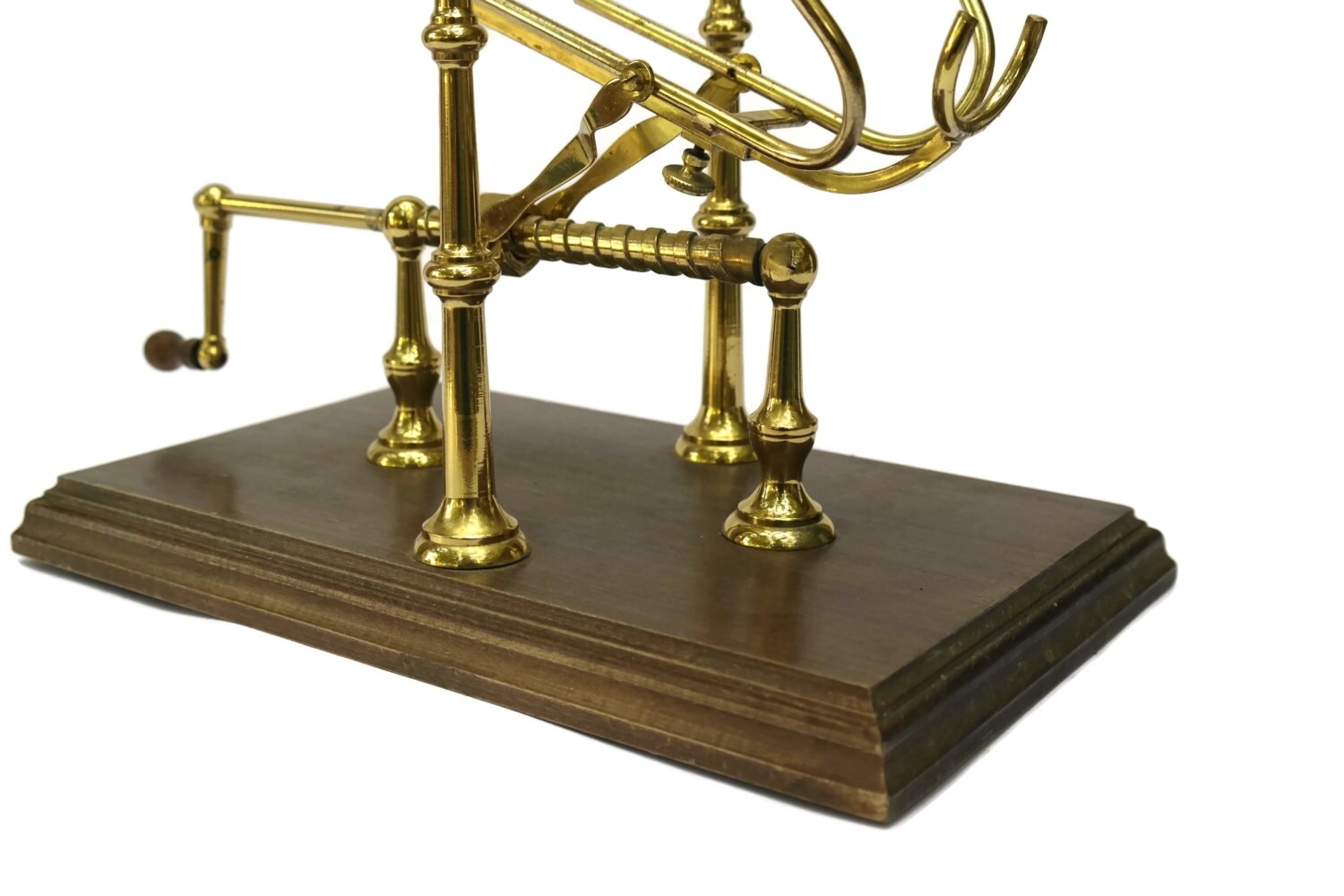 Wine Decanting Cradle. French Wine Pourer in Wood and Brass Stand. Wine