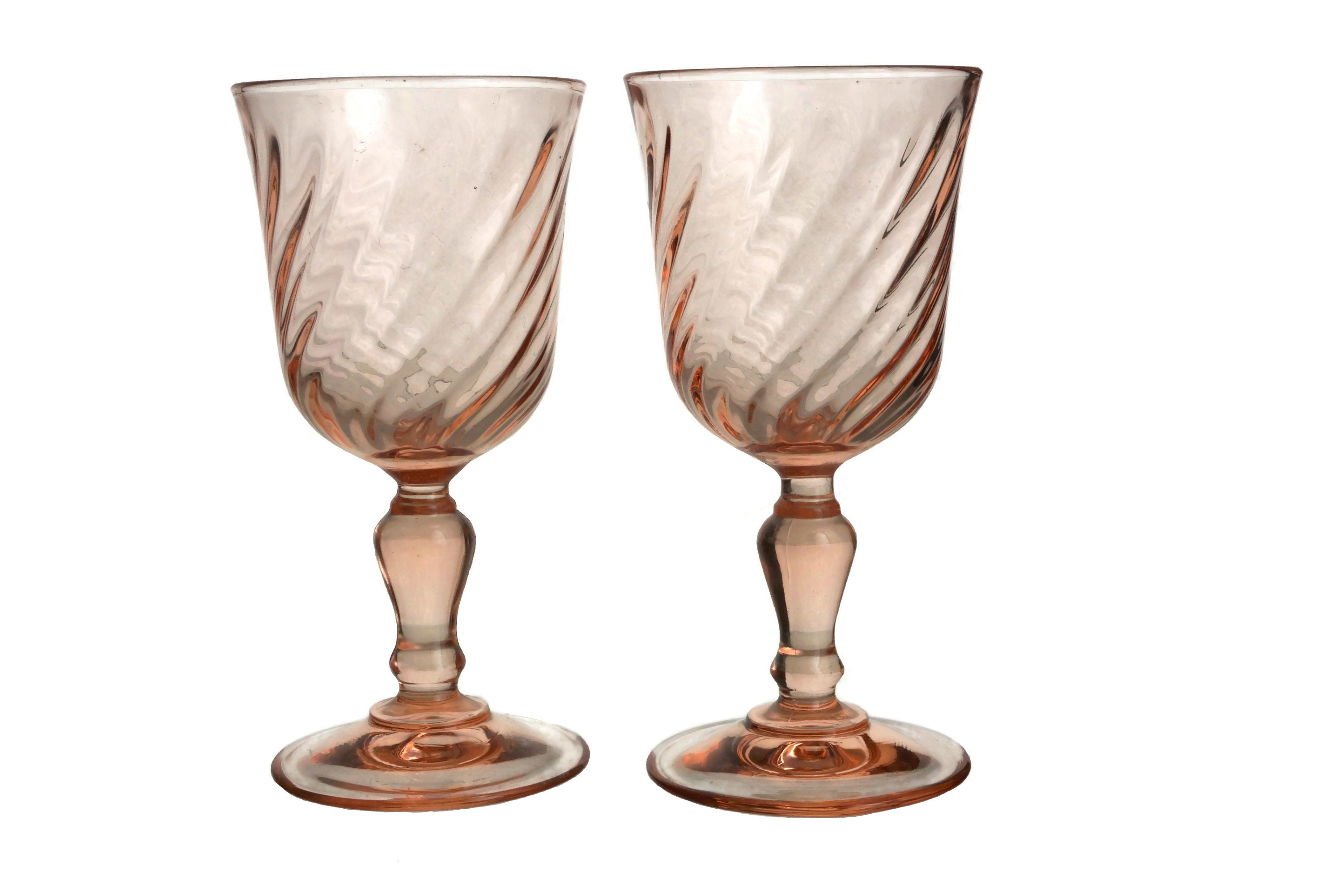 French Pink Sherry Glass Set of 6, Vintage Liqueur Glassware and Bar Gifts