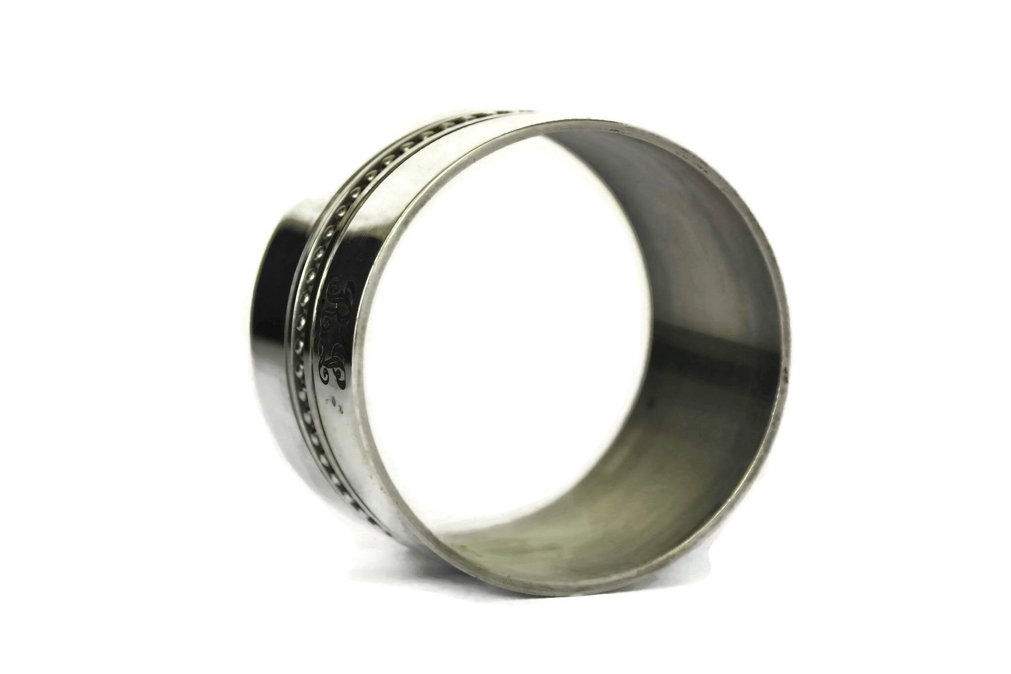 Christofle Silver Napkin Ring with French Monogram Initials R L. Personalized Engraved Serviette