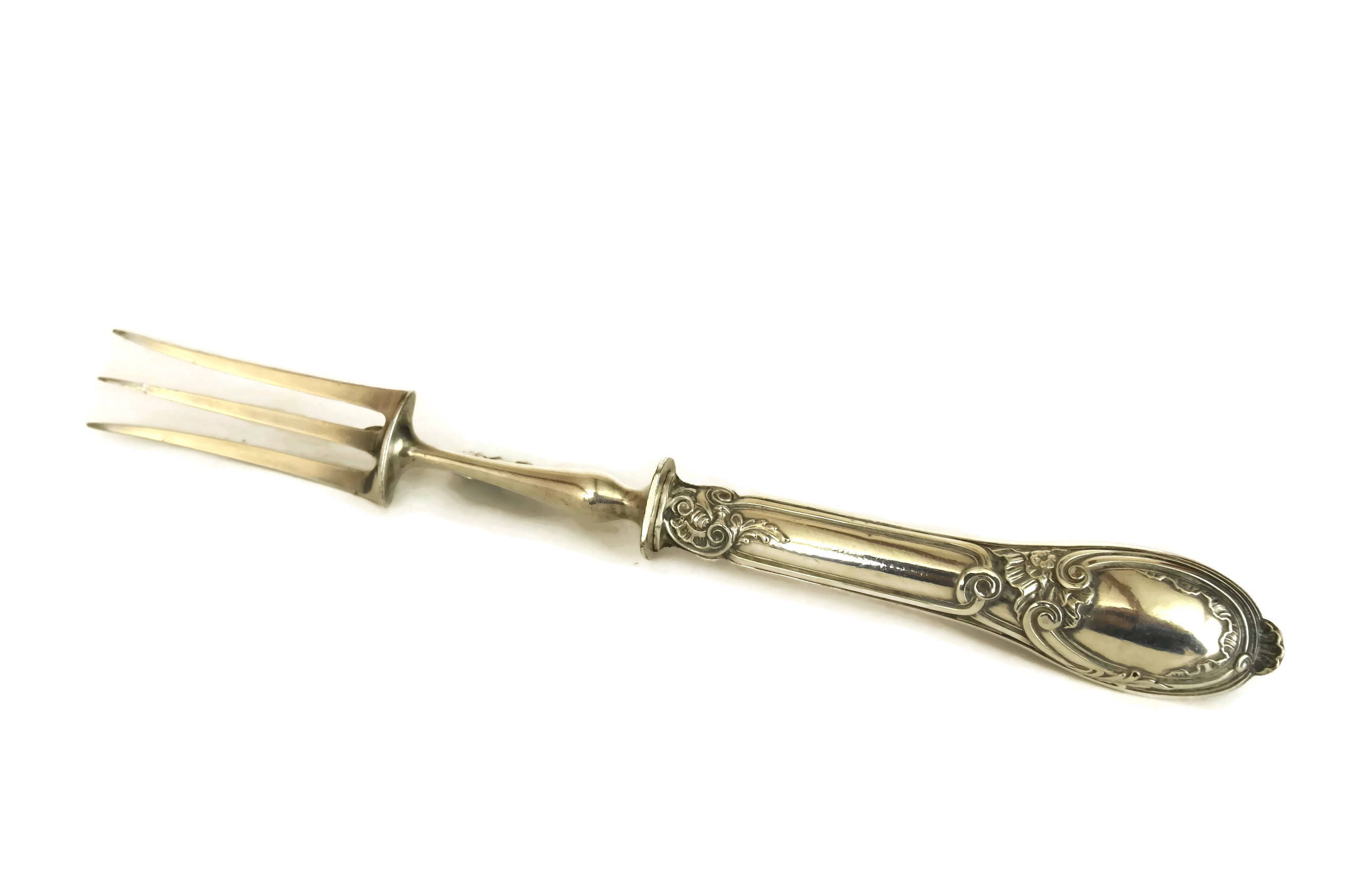 Antique Silver Carving Set with Knife & Fork. Boxed Silverware with