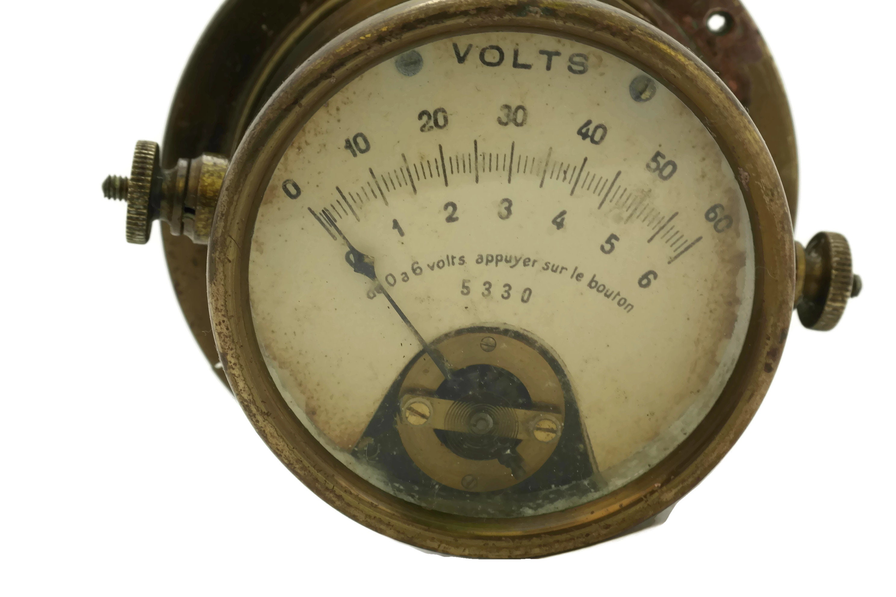 French Voltmeter. Antique Electrical Instrument. Electronic accessory