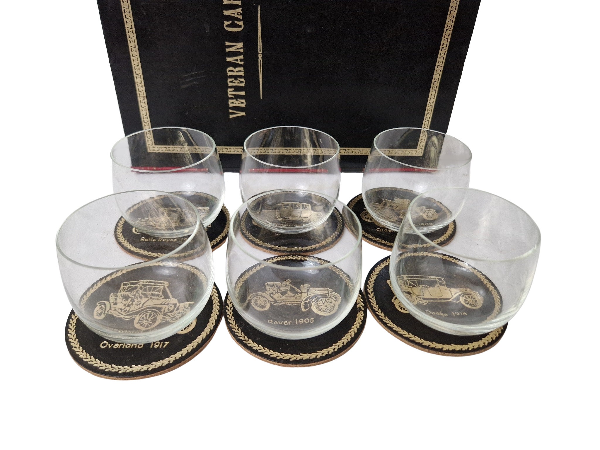 1970s Secret Book Bar Glasses and Coasters Set, Philipp of Sweden