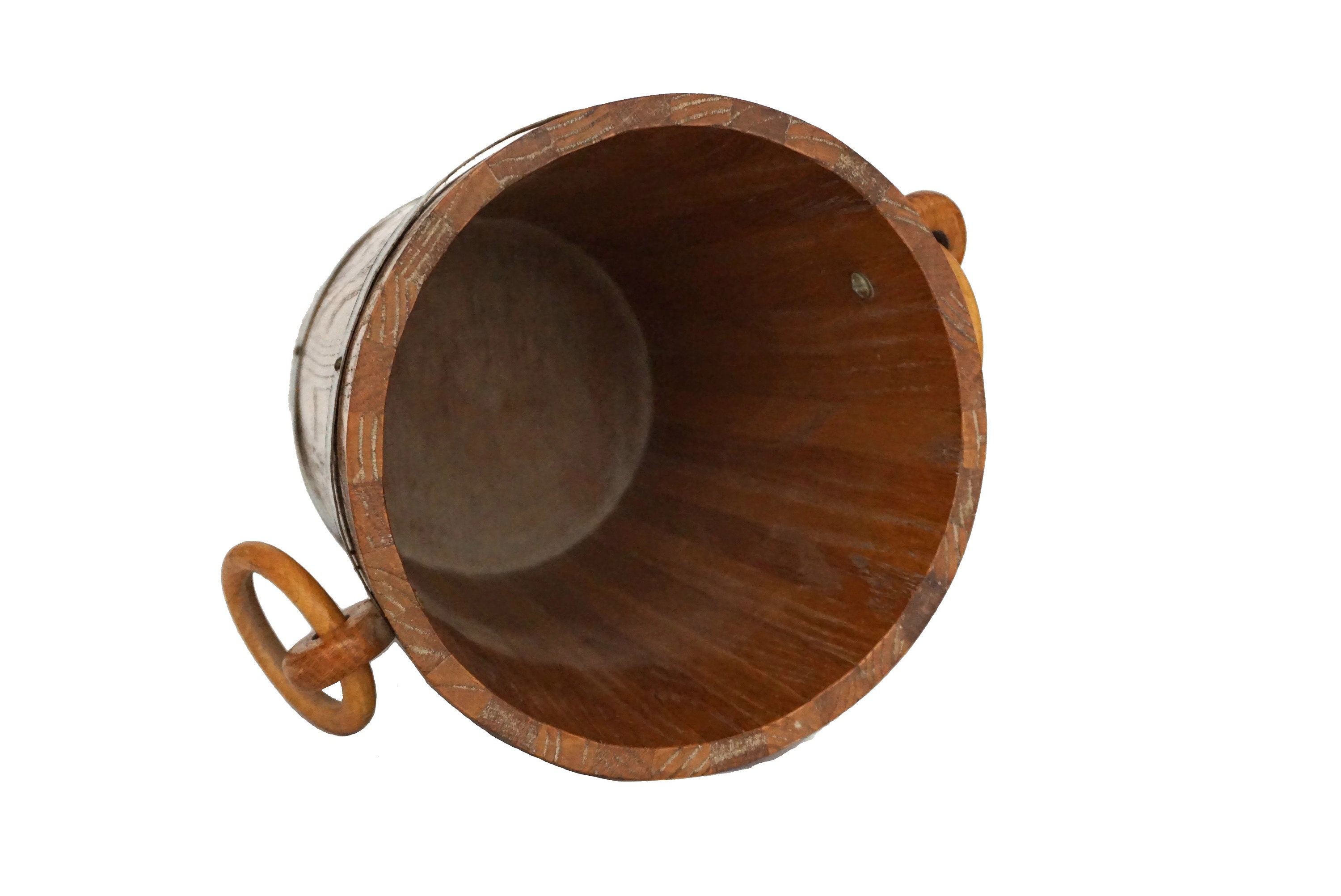 Wooden Oak Barrel Ice Bucket, Vintage French Champagne and Wine Bottle