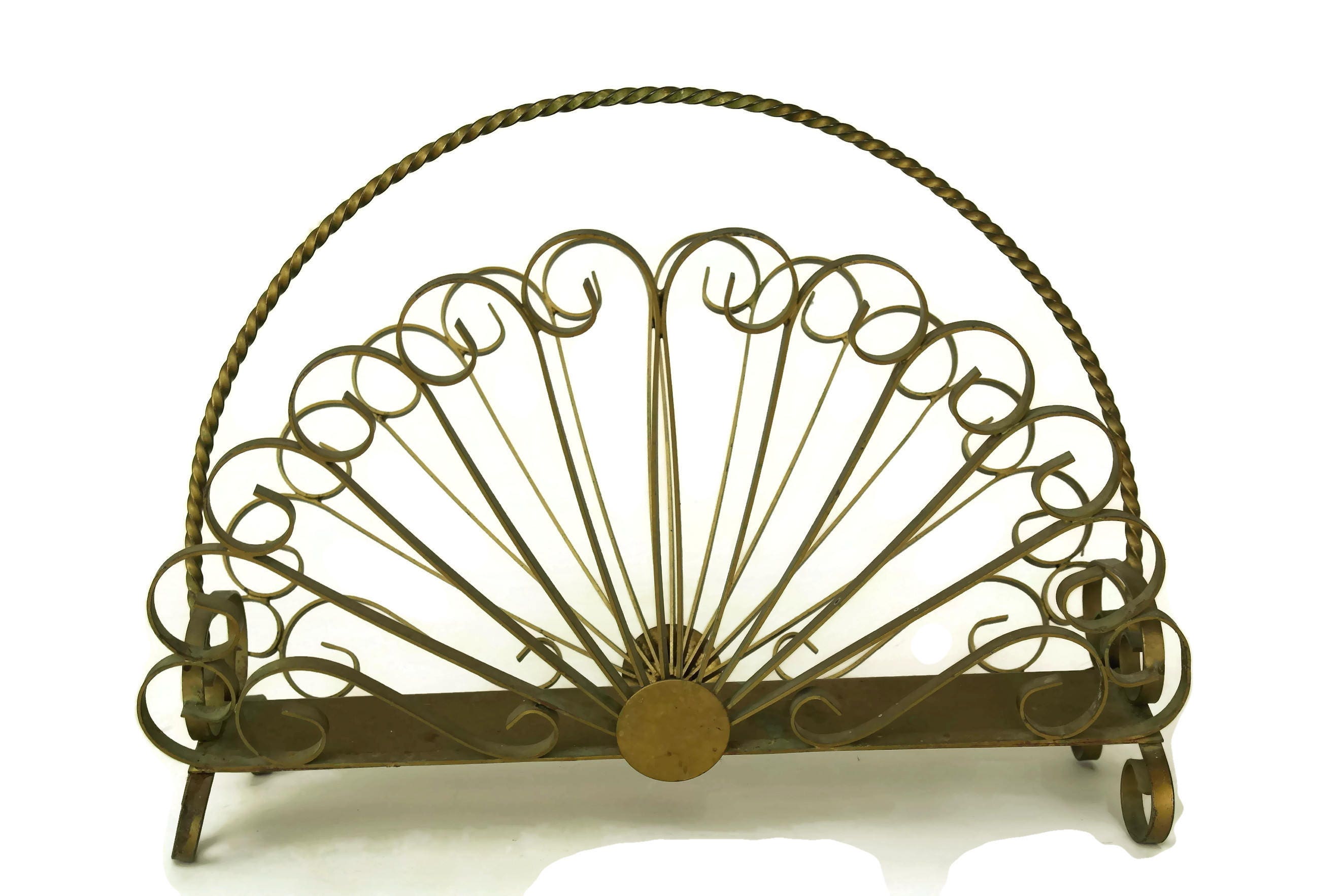 Magazine Rack, Newspaper Holder & Book Storage. Vintage French Wrought