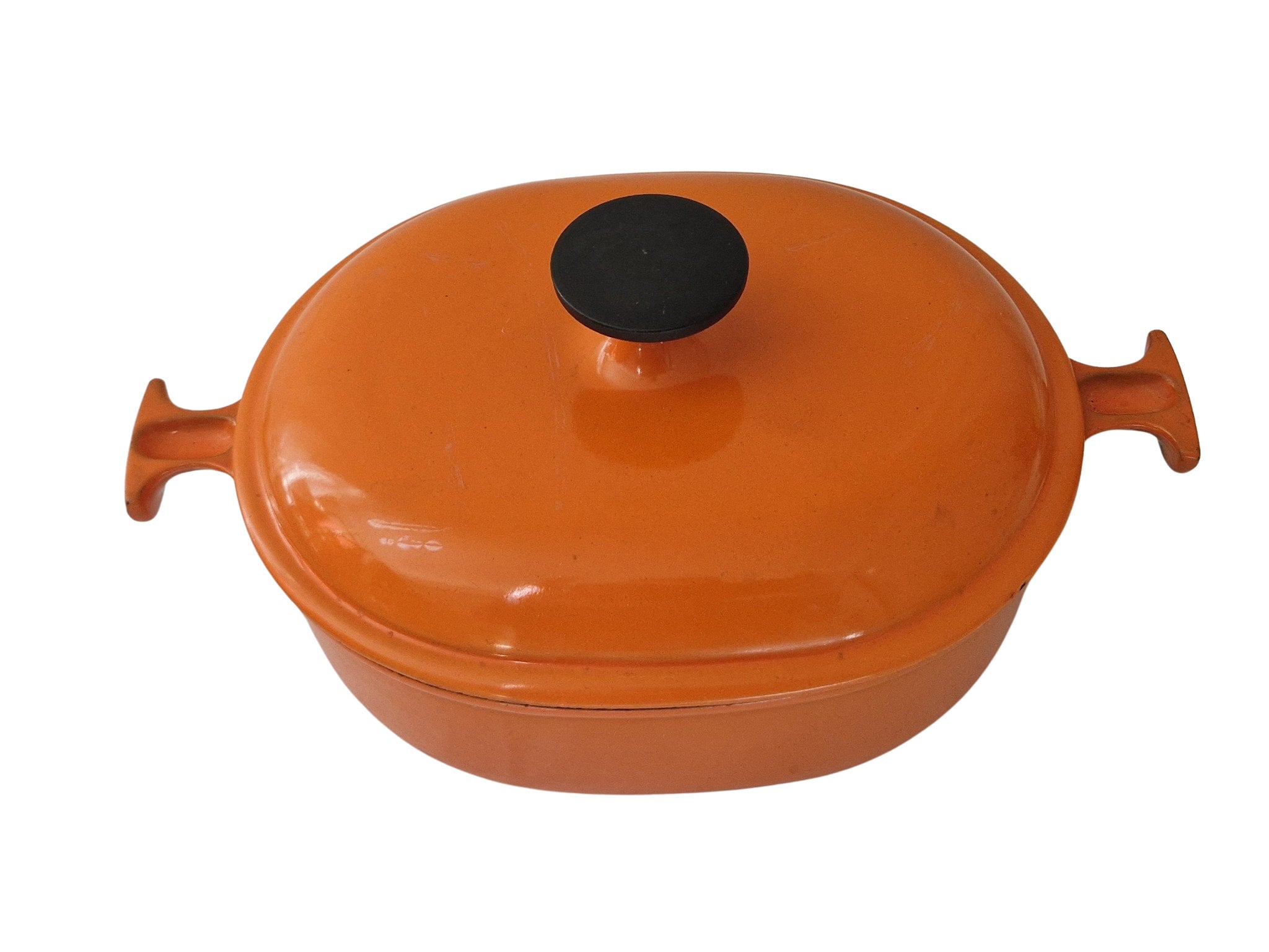 1970s Orange Le Creuset Cast Iron Dutch Oven, La Mama by Enzo Mari