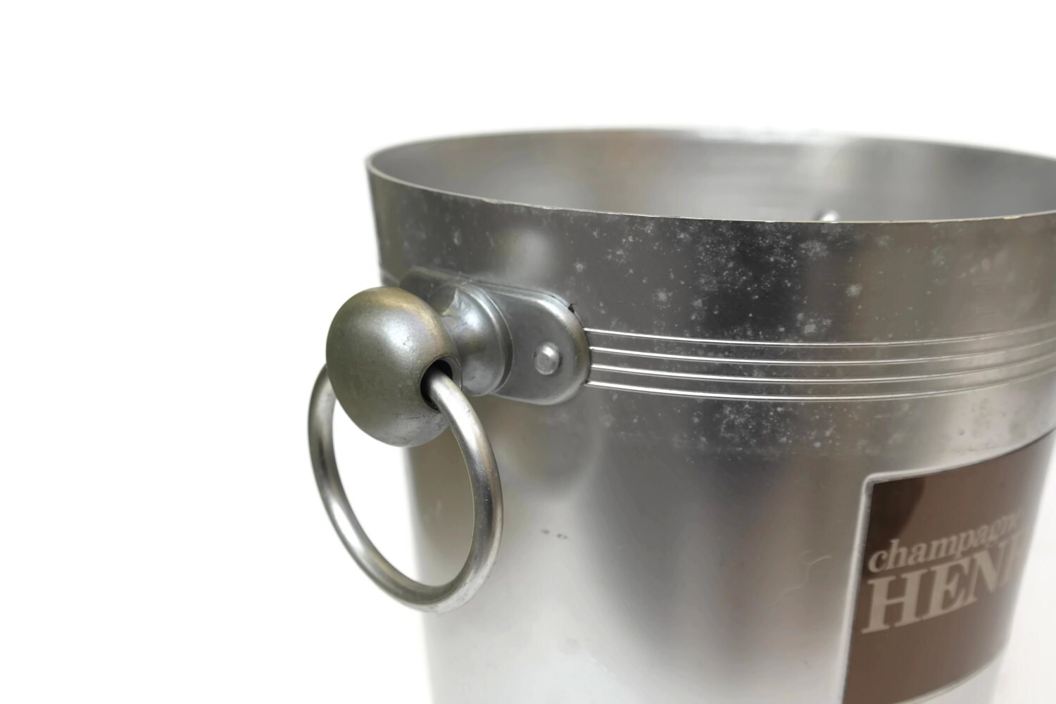 Vintage French Champagne Bucket. Aluminum Ice Bucket with French