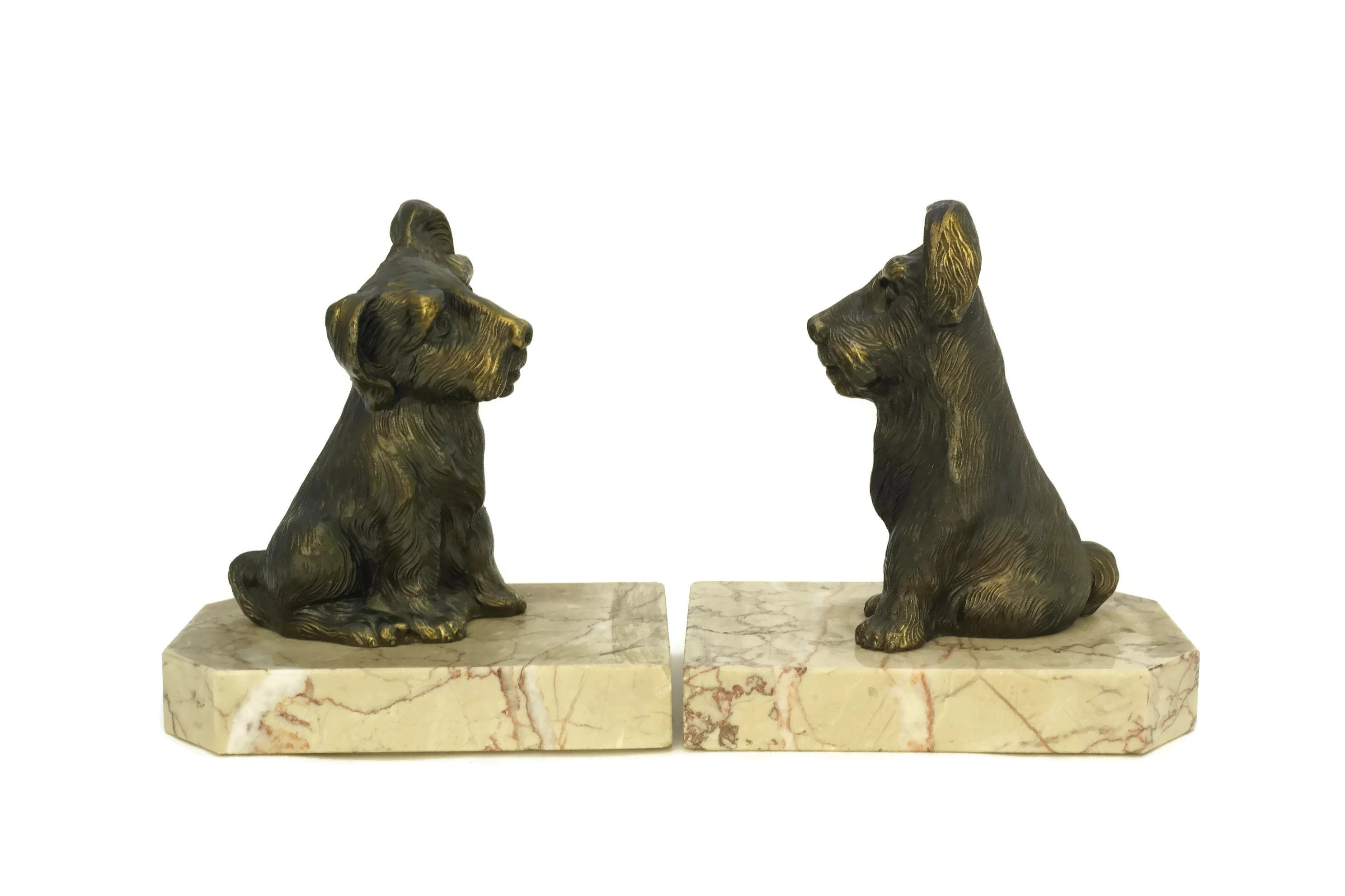 Art Deco Dog Bookends. Terrier Figural Book Ends. Art Deco Animal