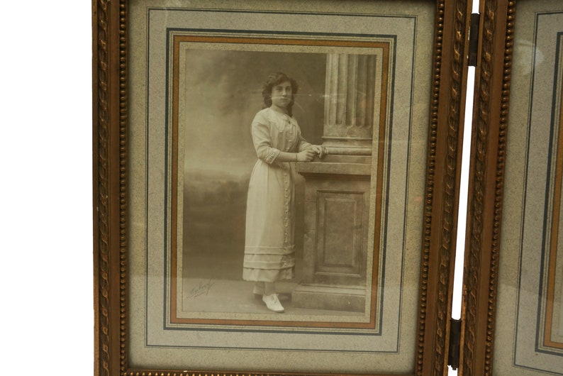 Triptych Photo Frame with Edwardian Portraits
