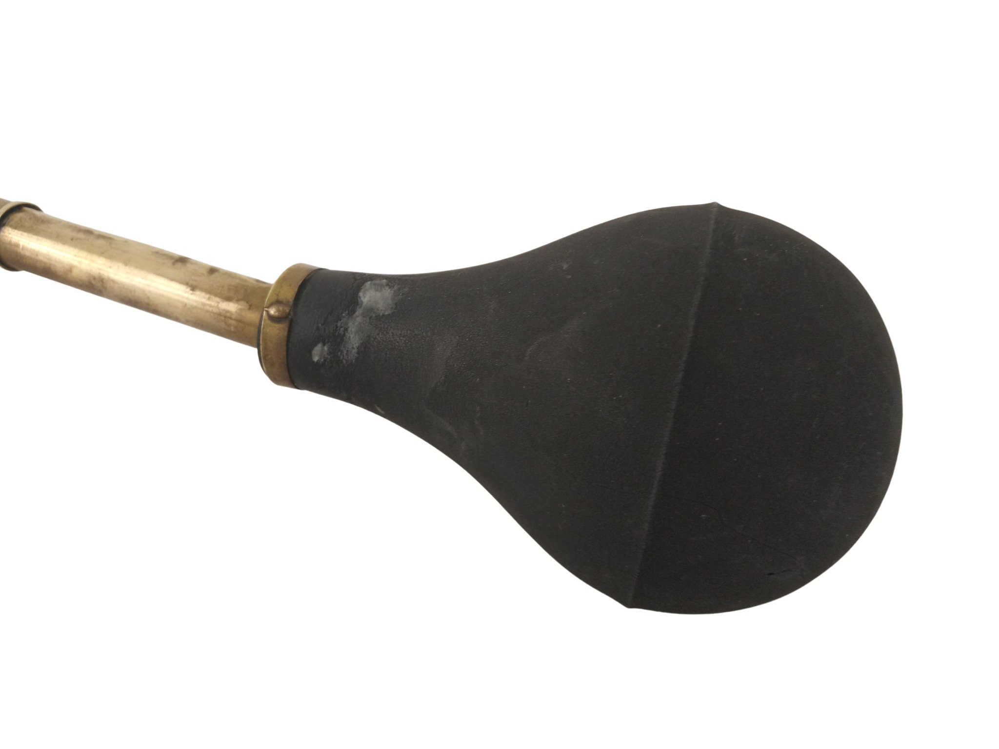 Antique French Brass Car Horn with Rubber Squeeze Bulb, French Automobile Collectible