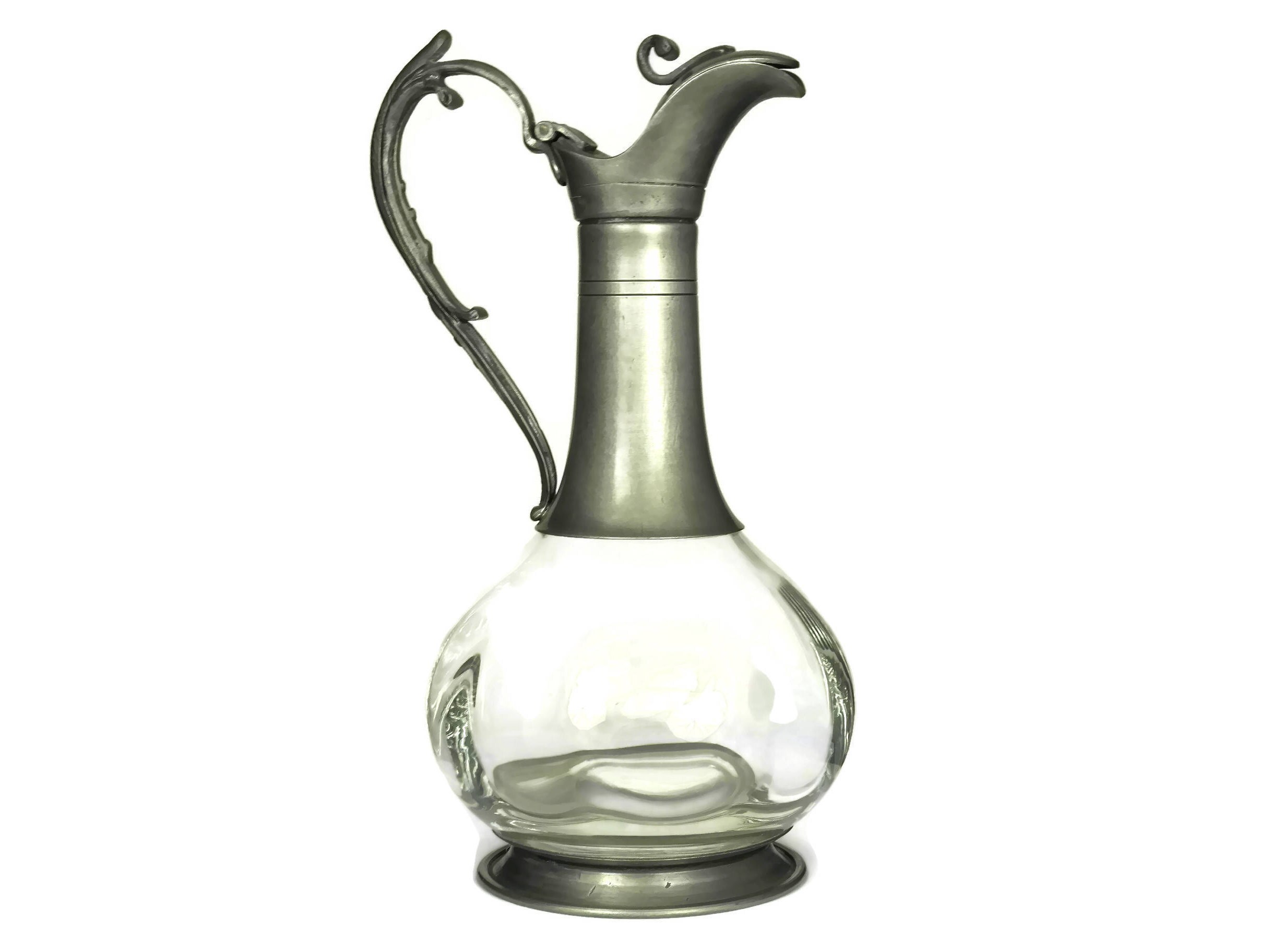 French Wine Pitcher. Vintage Pewter Claret Jug. Table Decor. Wine Lover