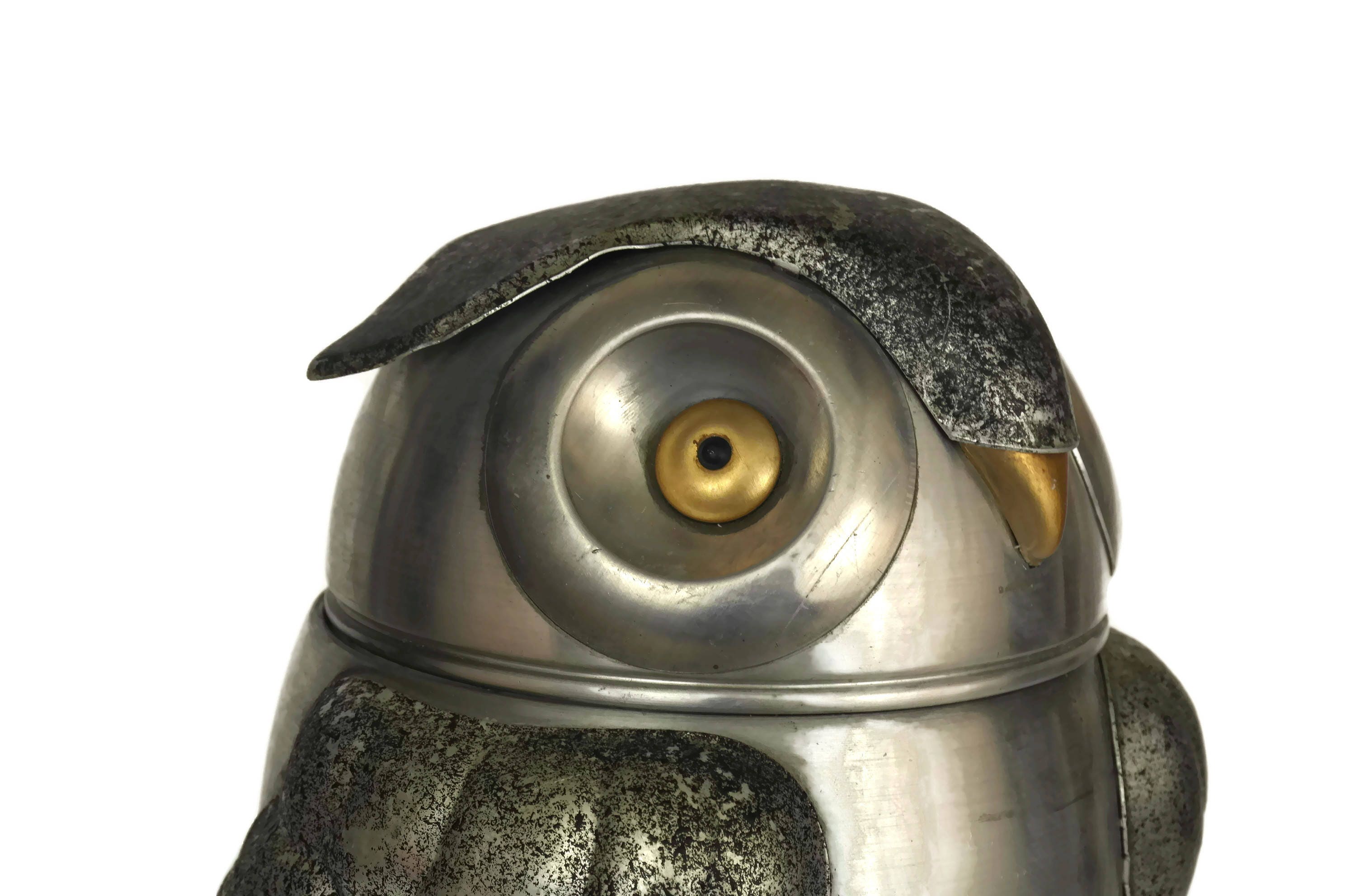 Vintage Owl Ice Bucket Made in Italy. 1970s Home Decor & Barware.