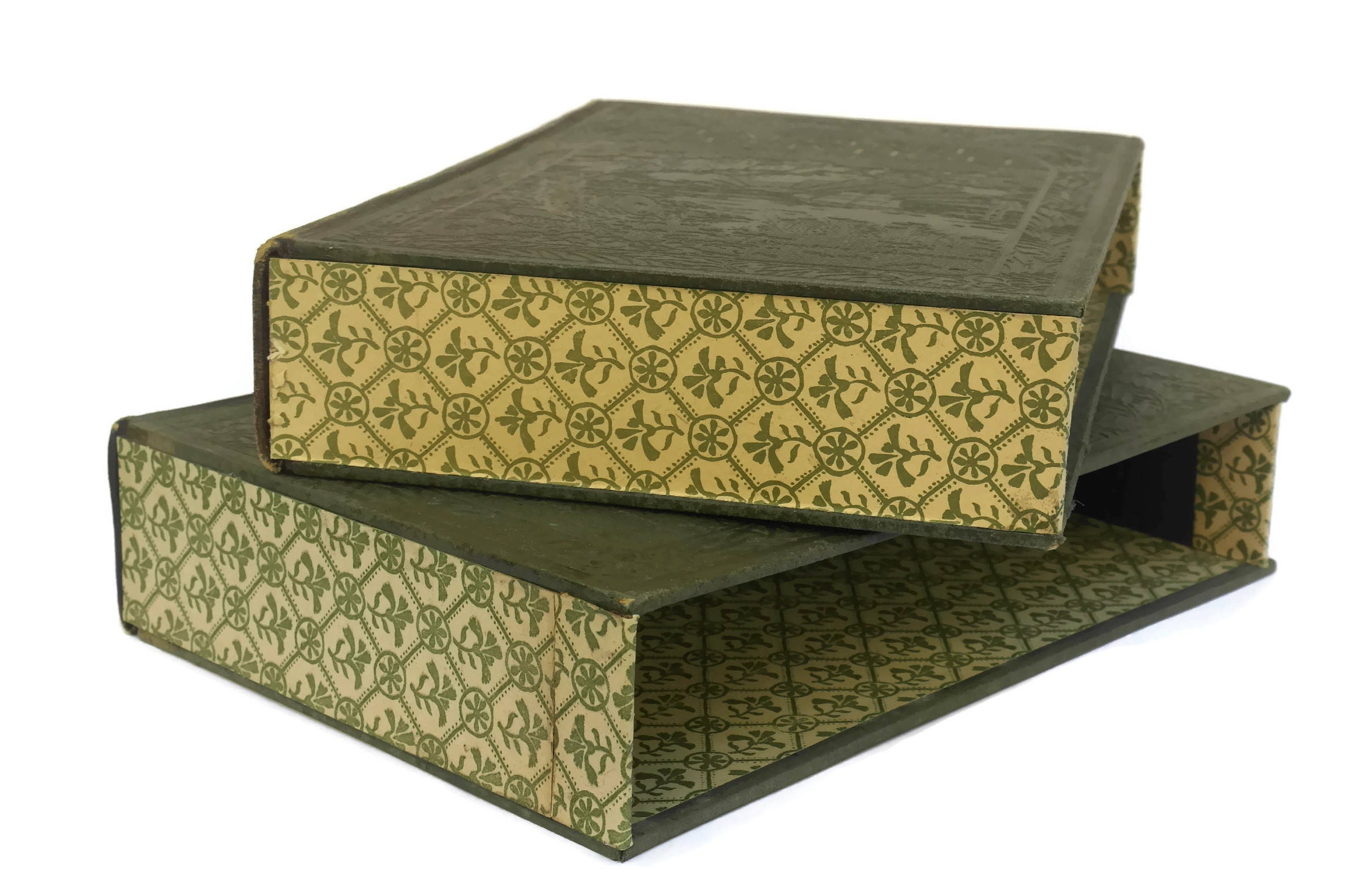 Antique Secret Book Safe Boxes. Large Document Storage Box. French