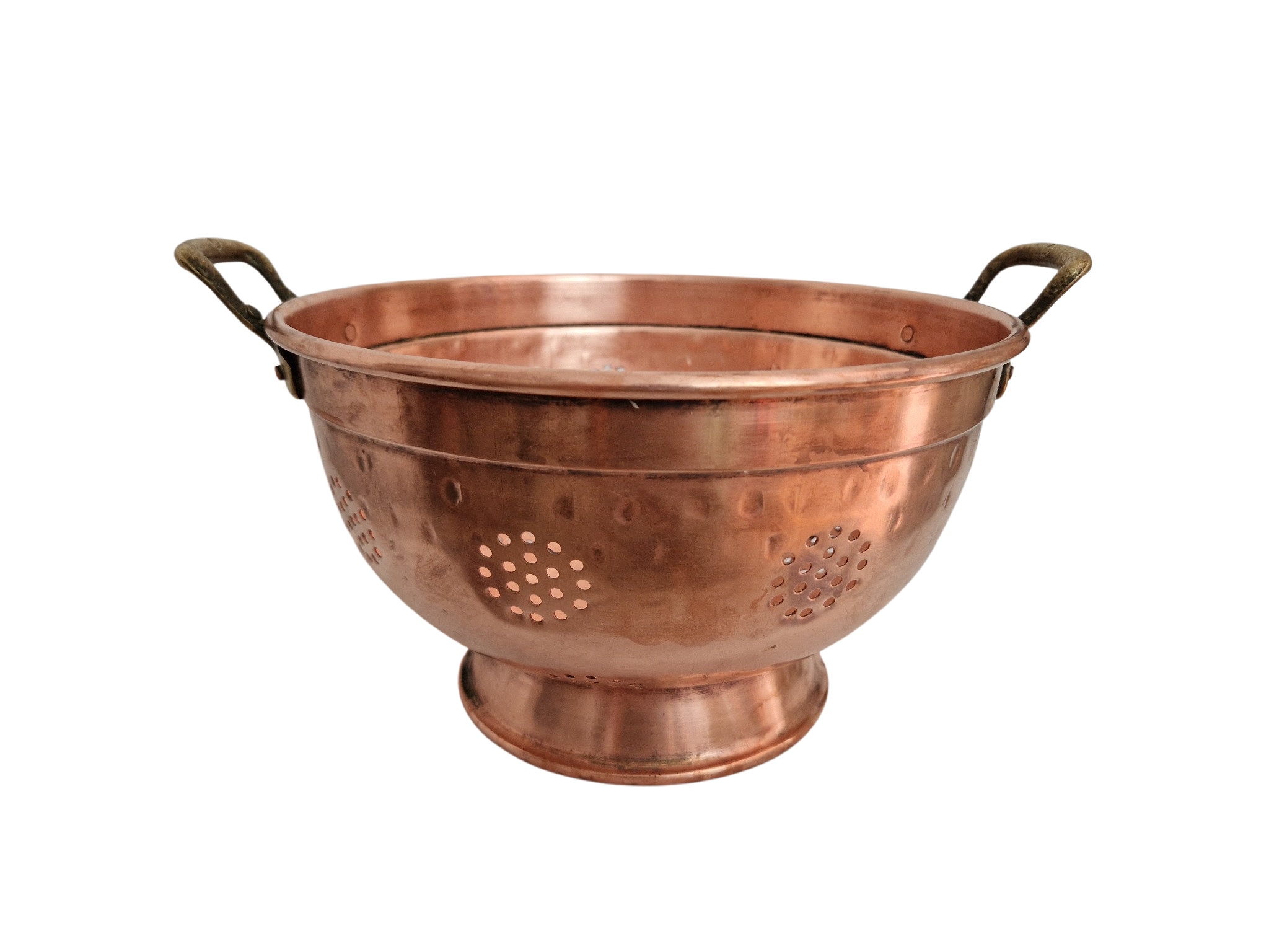 Vintage French Copper Colander, Rustic Kitchen Sieve