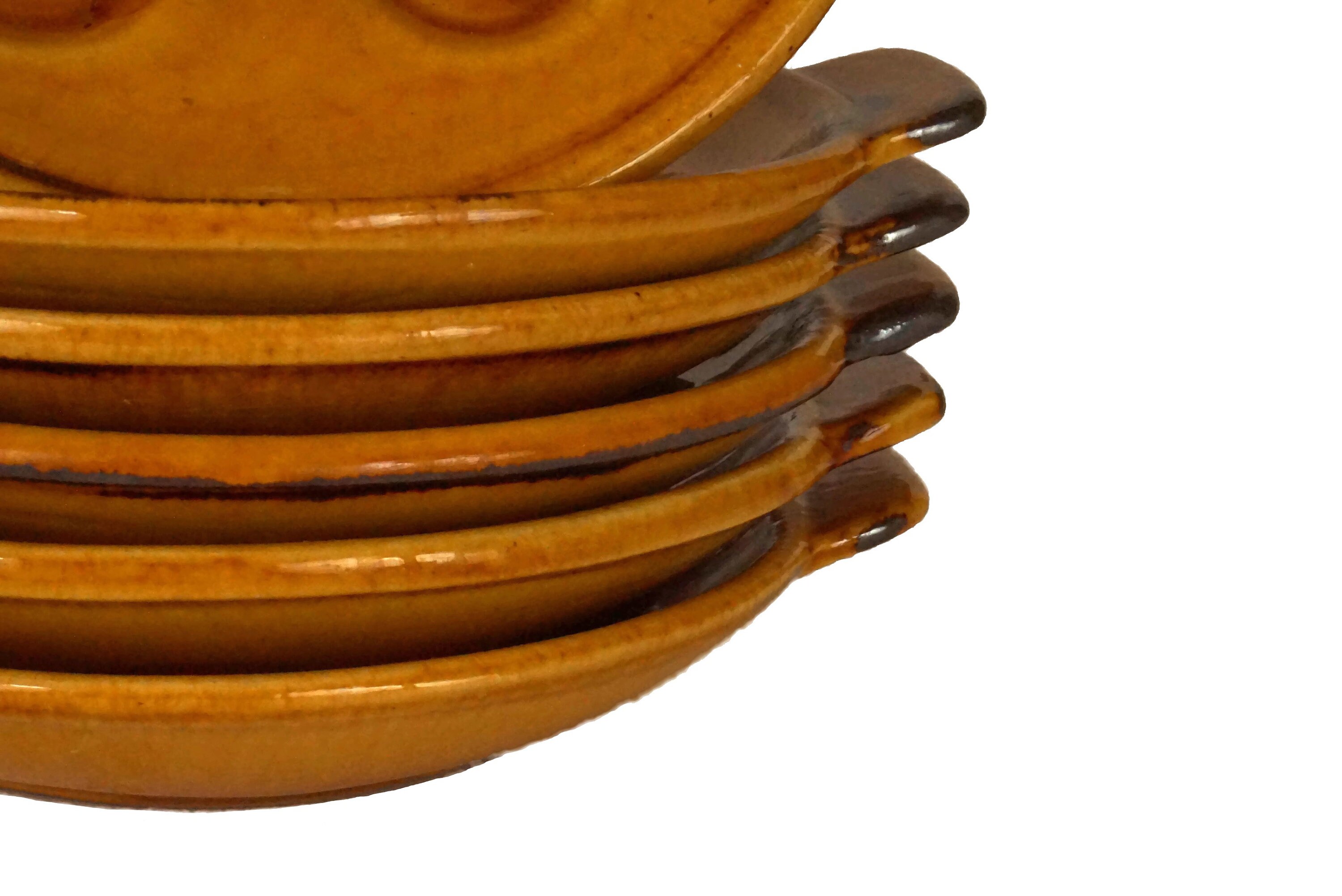 French Pottery Snail Plates Set of 6, Vallauris Mid Century Ceramic Dishes