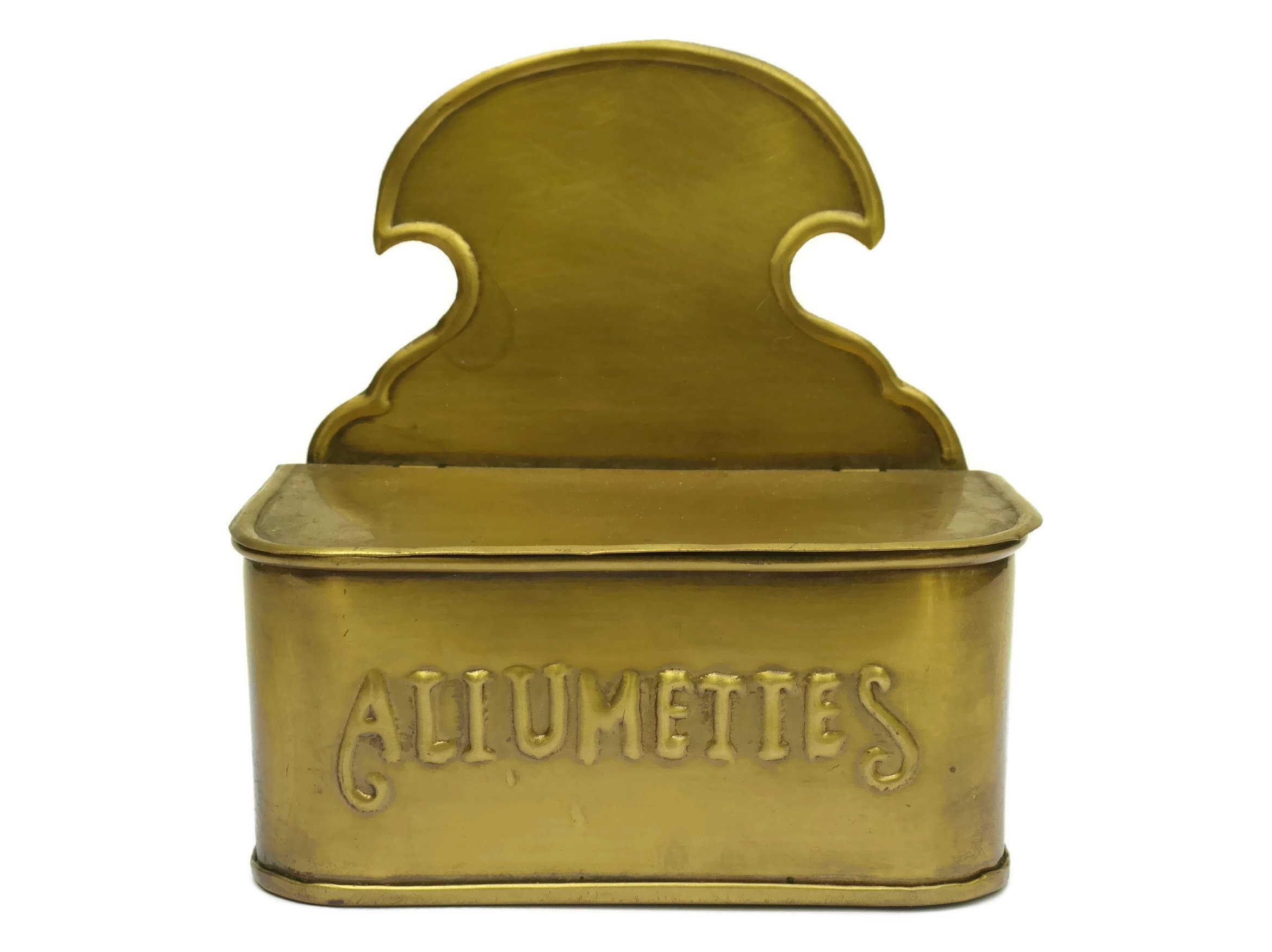 French Vintage Brass Matchbox Rustic Country Cottage Kitchen