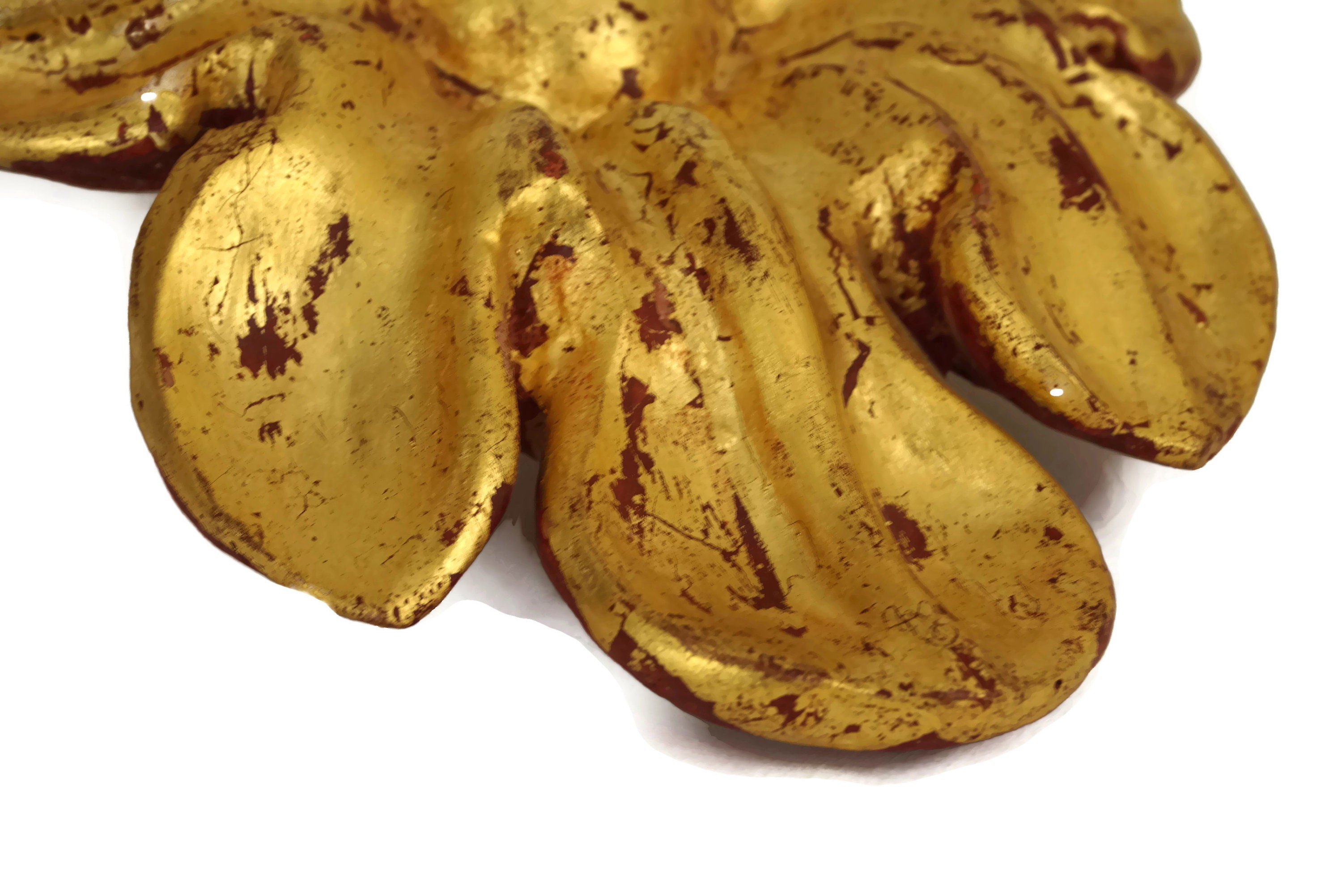 Antique Gilt Carved Wood Flower Wall Hanging