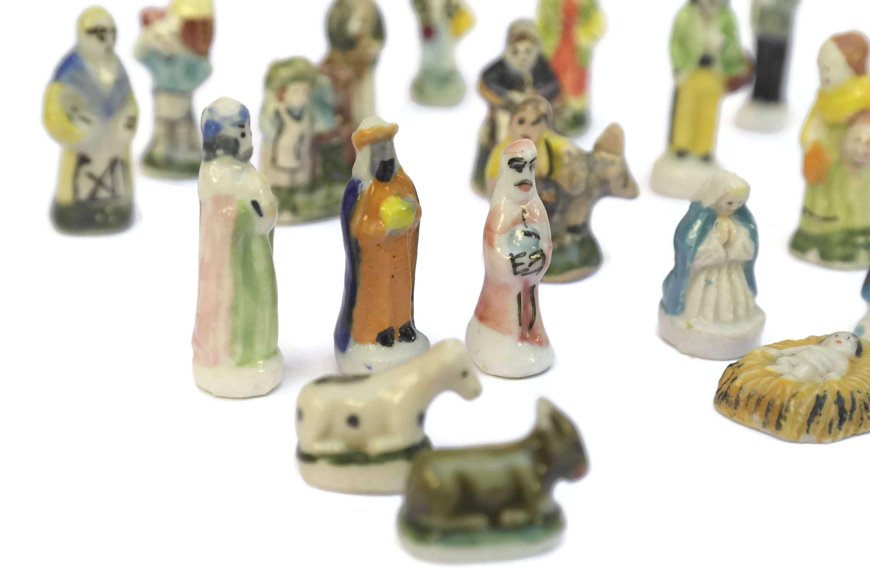 Nativity Scene. Vintage French Feves Christmas Nativity Set.