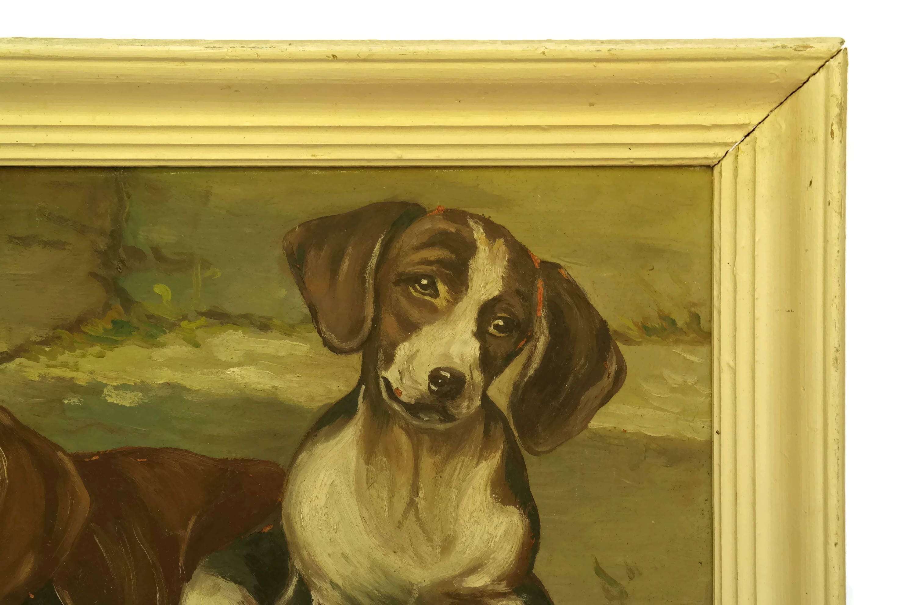 Vintage Weiner Dog Portrait Painting in Frame by P Bertoni.