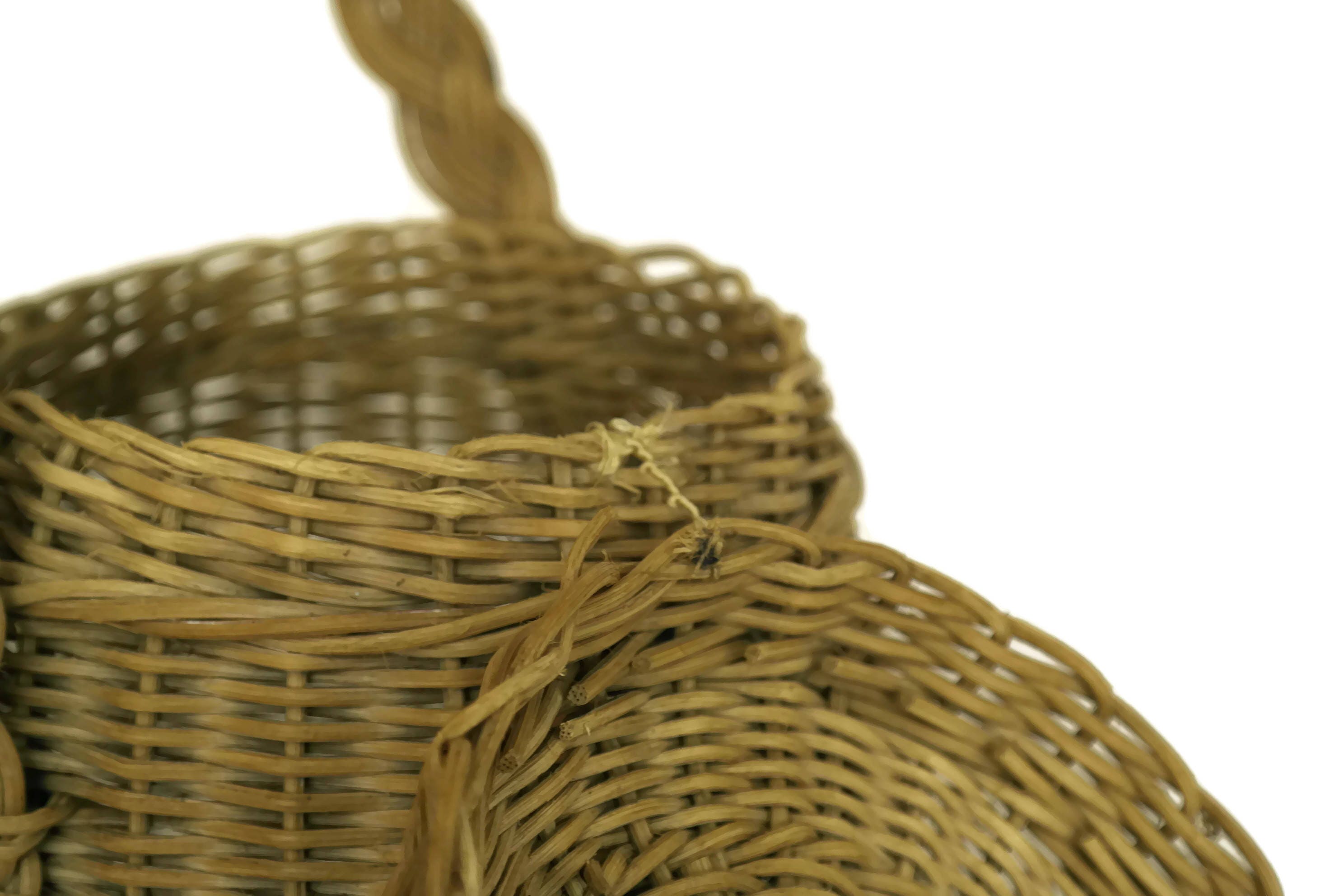 Vintage French Garlic Basket. Rustic Kitchen Decor and Storage. Hand