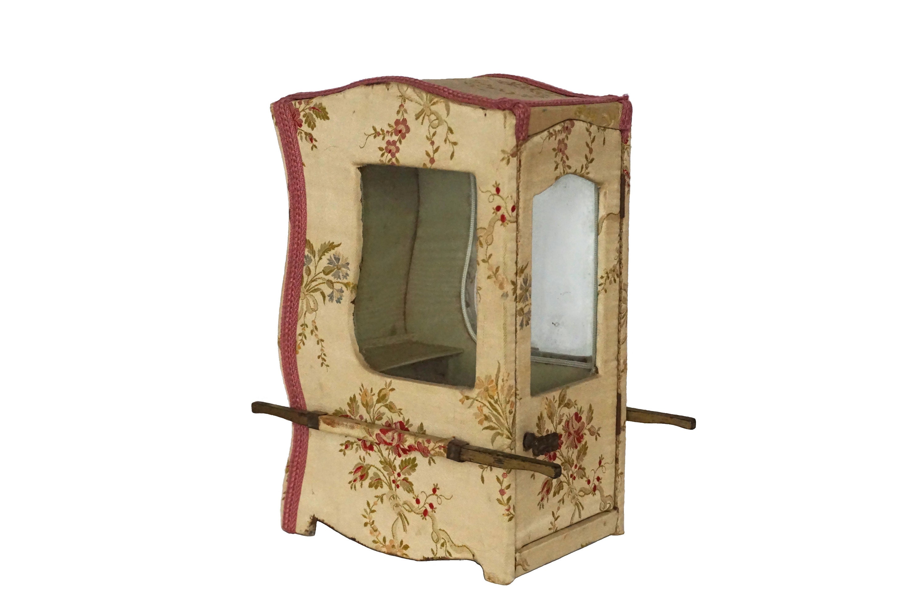 Antique French Miniature Sedan Chair Jewelry Box and Display