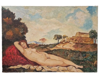 Sleeping Venus by Giorgione Reproduction Painting, Reclining Nude Woman Wall Art, Italian Renaissance Decor