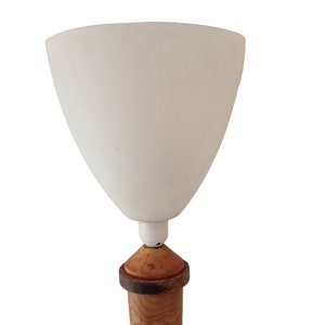 Art Deco Walnut Wood Table Lamp with Tulip Opaline Glass Shade, French Mazda Style Light image 4