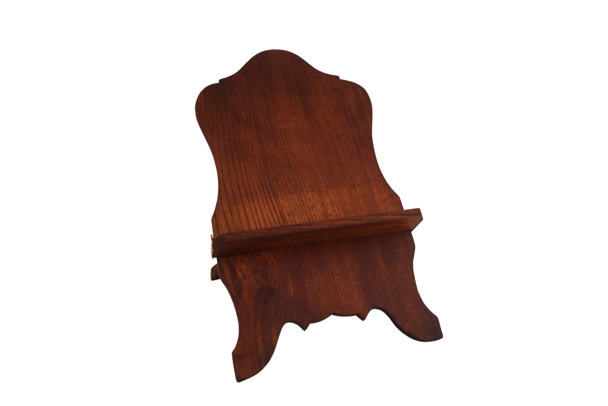 Antique Oak Book Display Stand, Wooden French Folding Easel