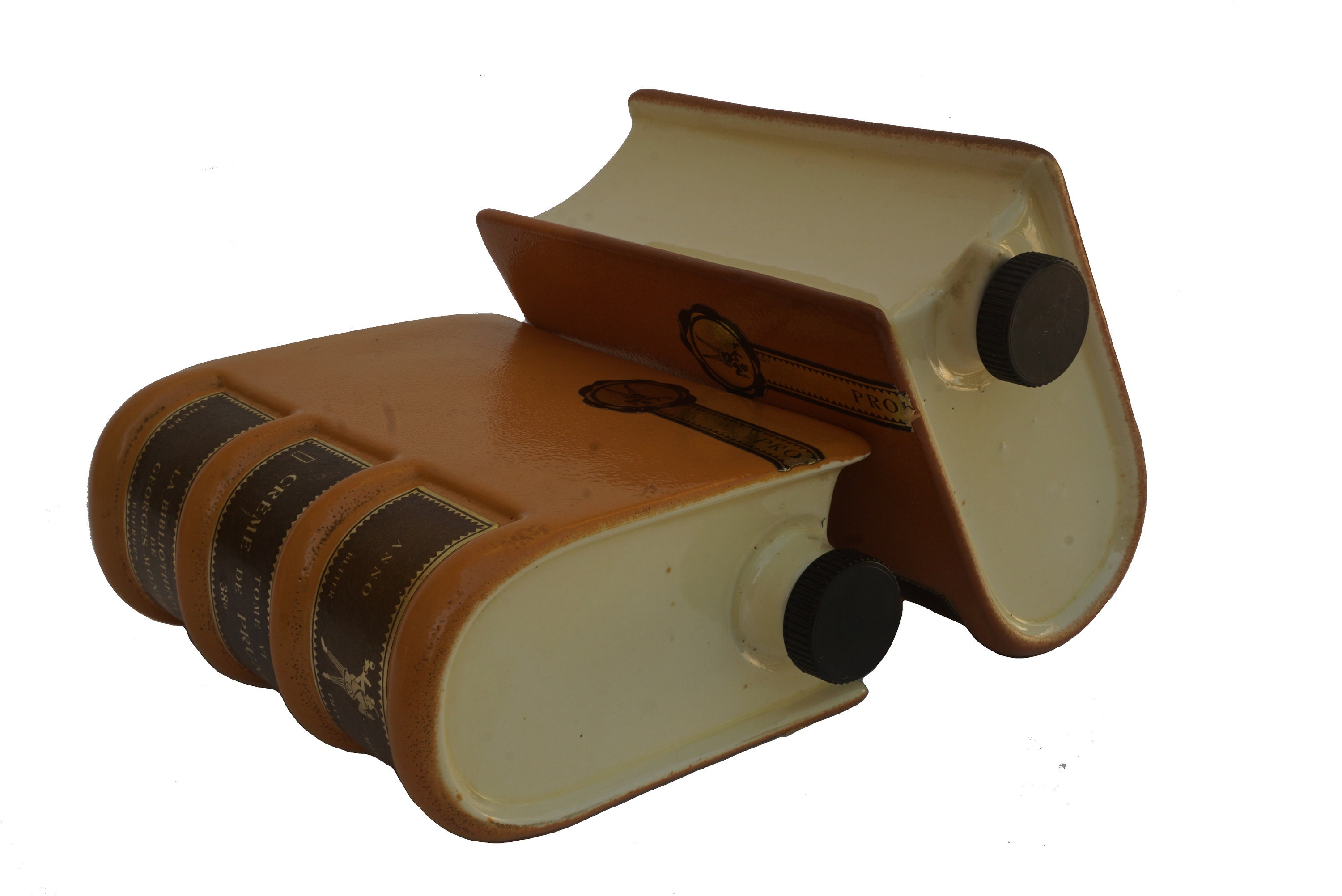 Ceramic Book Decanter Bottles for Monin Liqueurs, French Faux Book