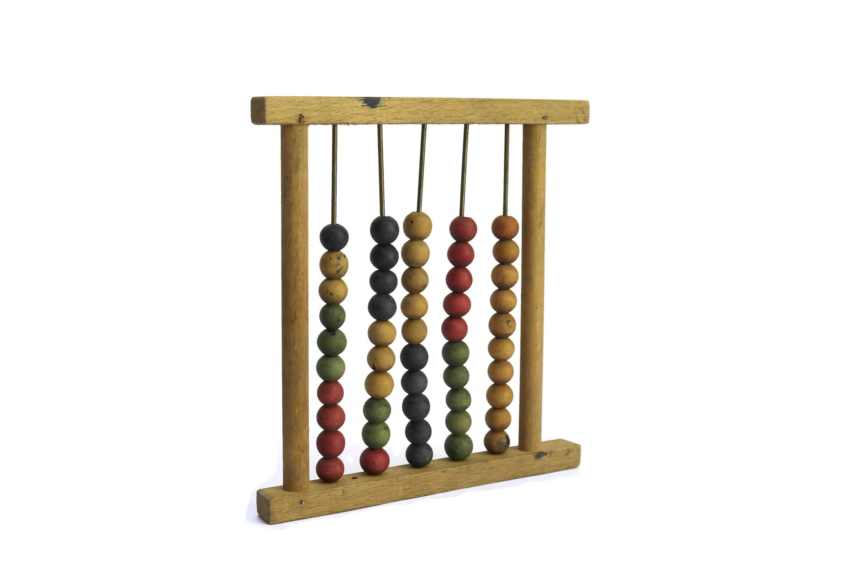French Antique Counting Beads Frame. Antique Wooden Abacus.