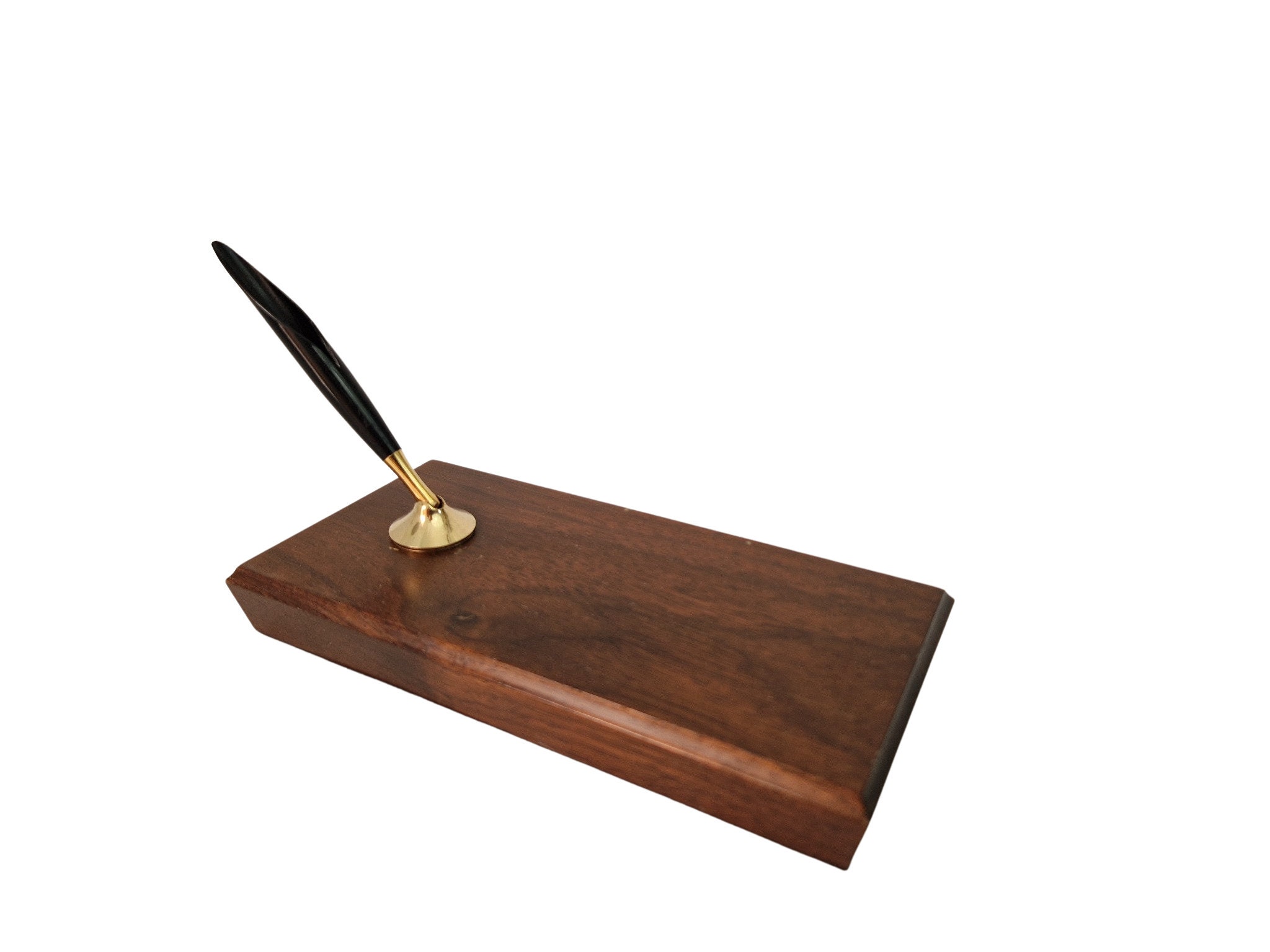 Mid Century Teak Pen Holder, Quill Fountain Pen Display Stand