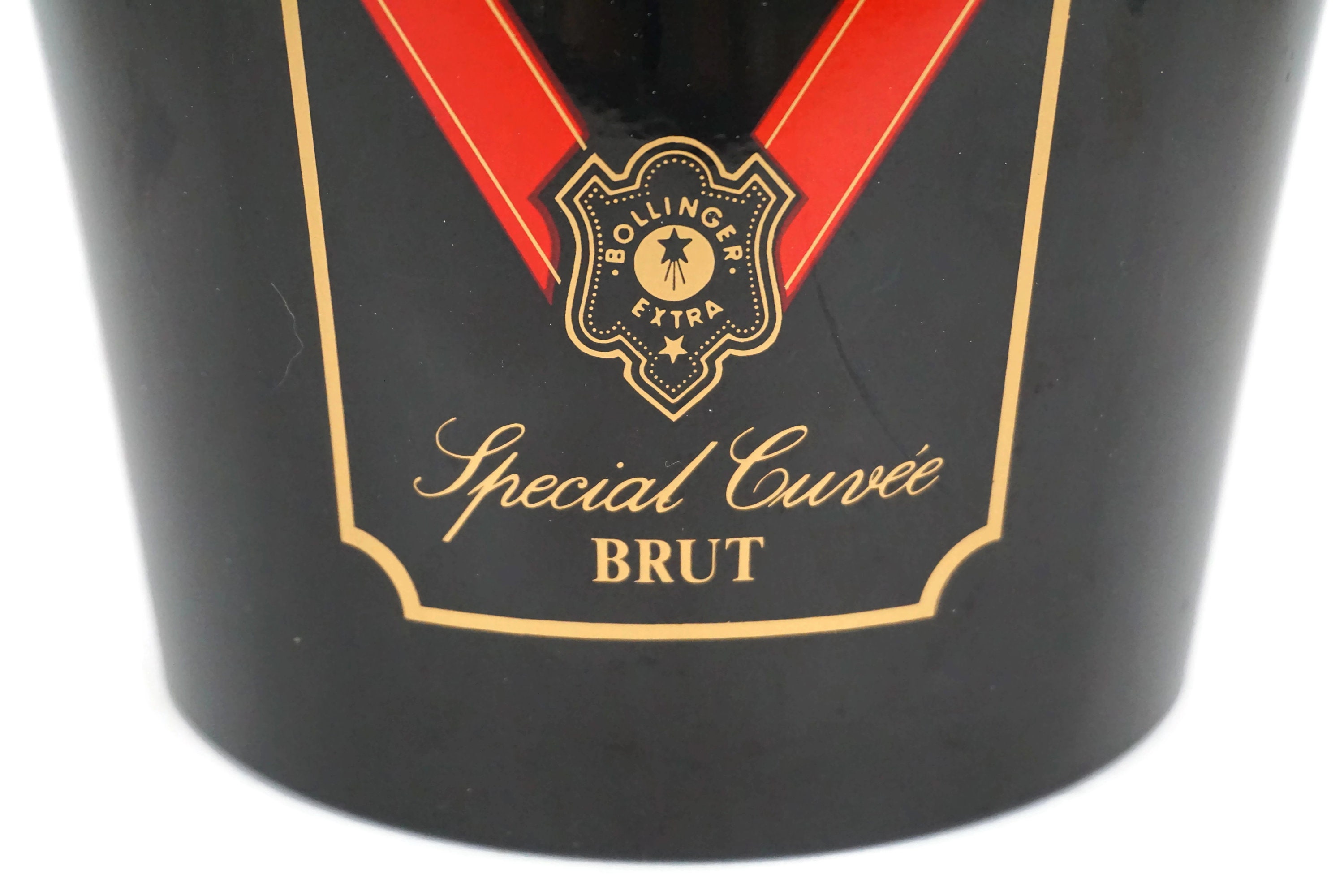 Vintage French Bollinger Champagne Bucket, Black Enamel Ice Cooler