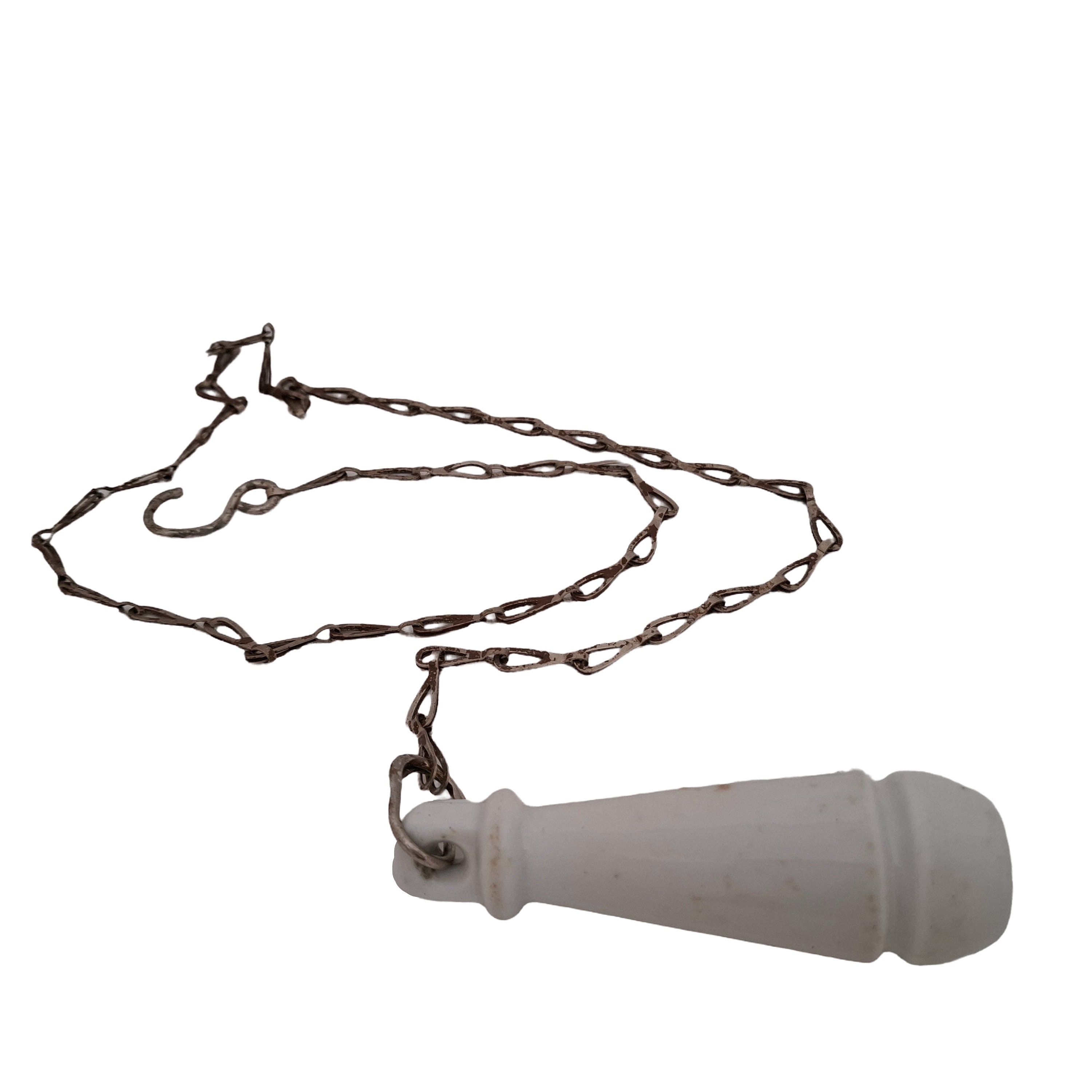 Antique Porcelain High Level Toilet Chain Pull and Handle, French Retro