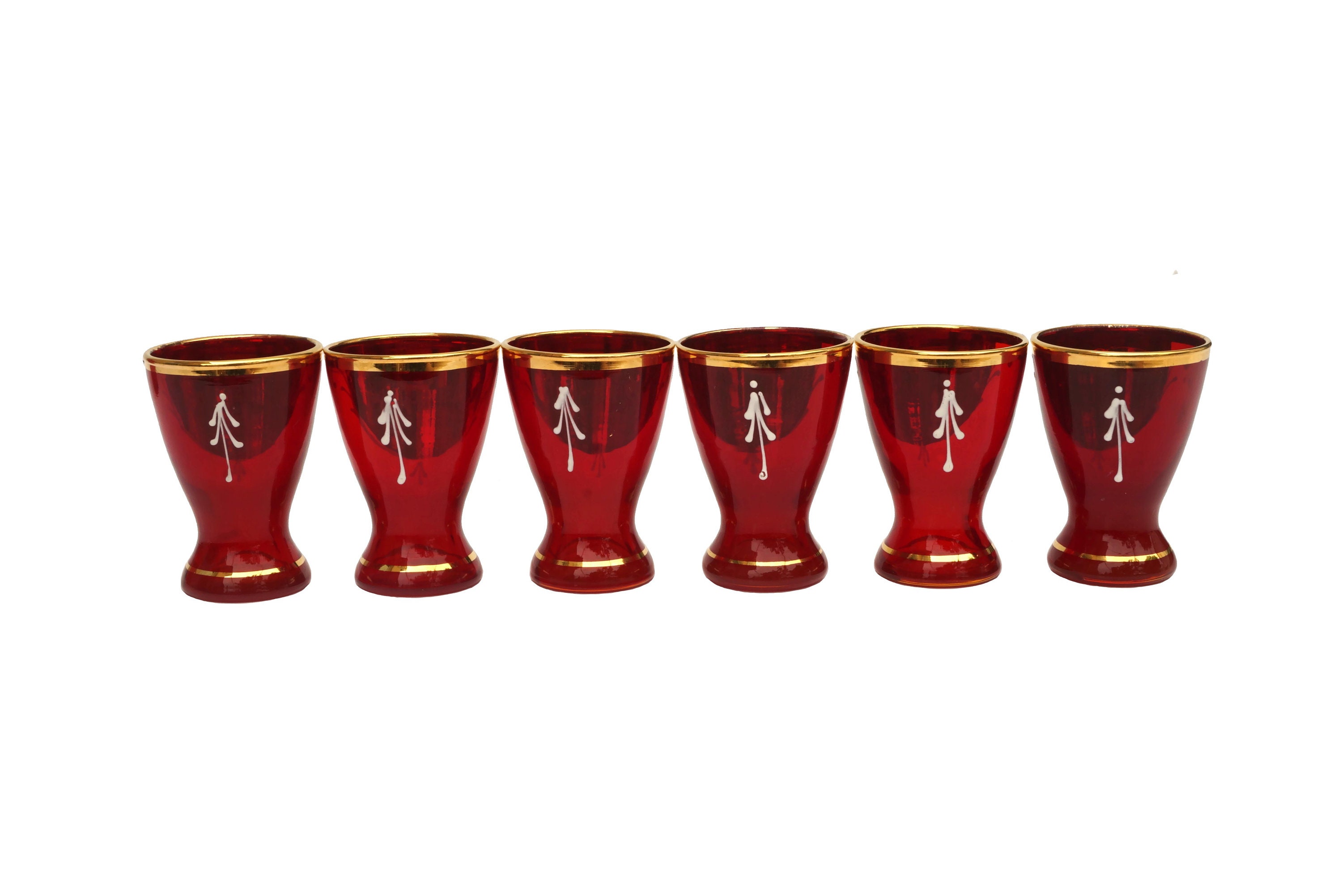 Vintage Murano Shot Glass Set of 6, Italian Bar Decor