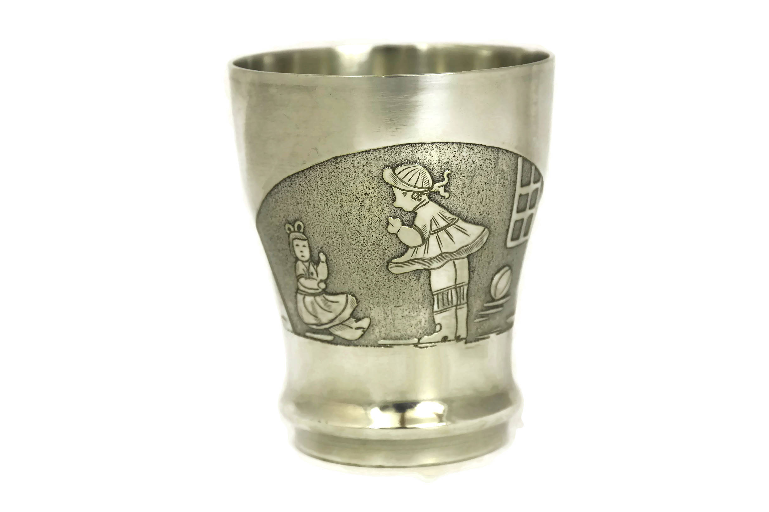 Art Deco Silver Baby Cup. French Silver Plated Goblet. Antique Baptism Gift.